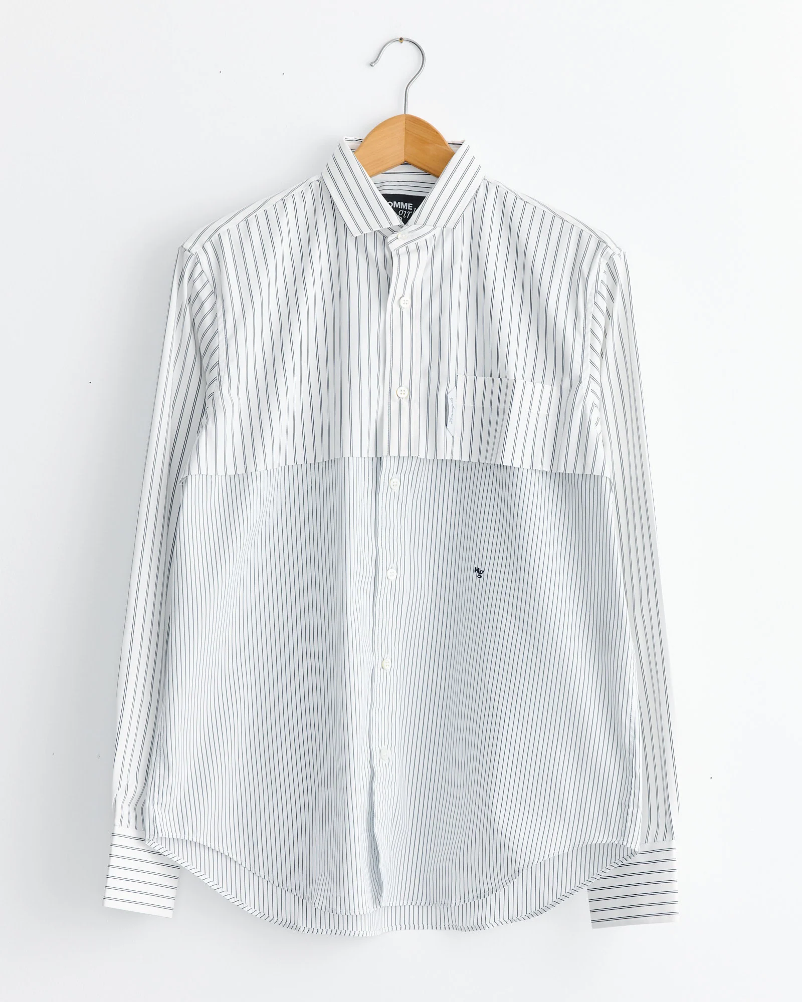 Long Sleeve Layered Shirt in White Stripe