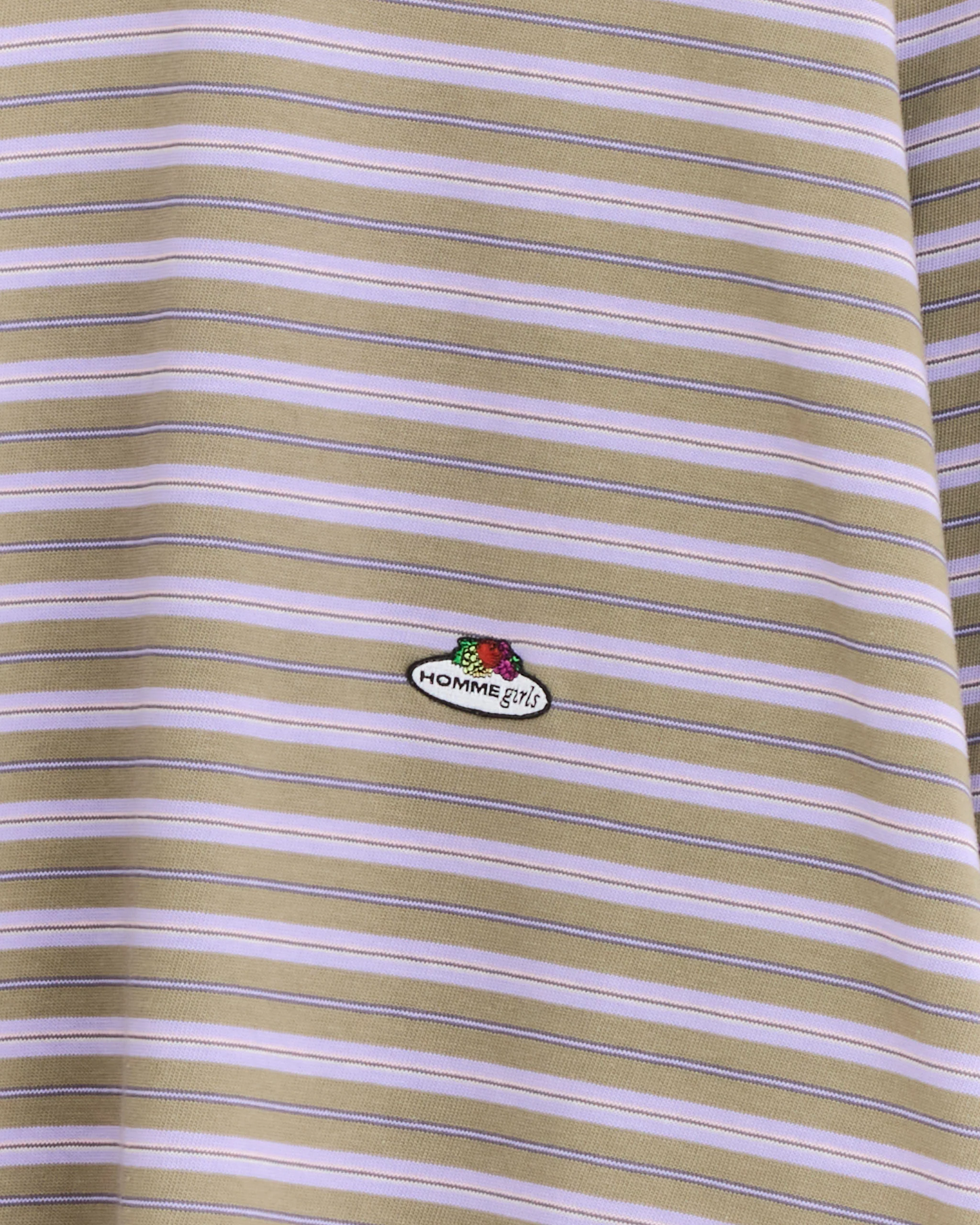 Striped Long Sleeve Polo in Lilac Stripe - Image 2