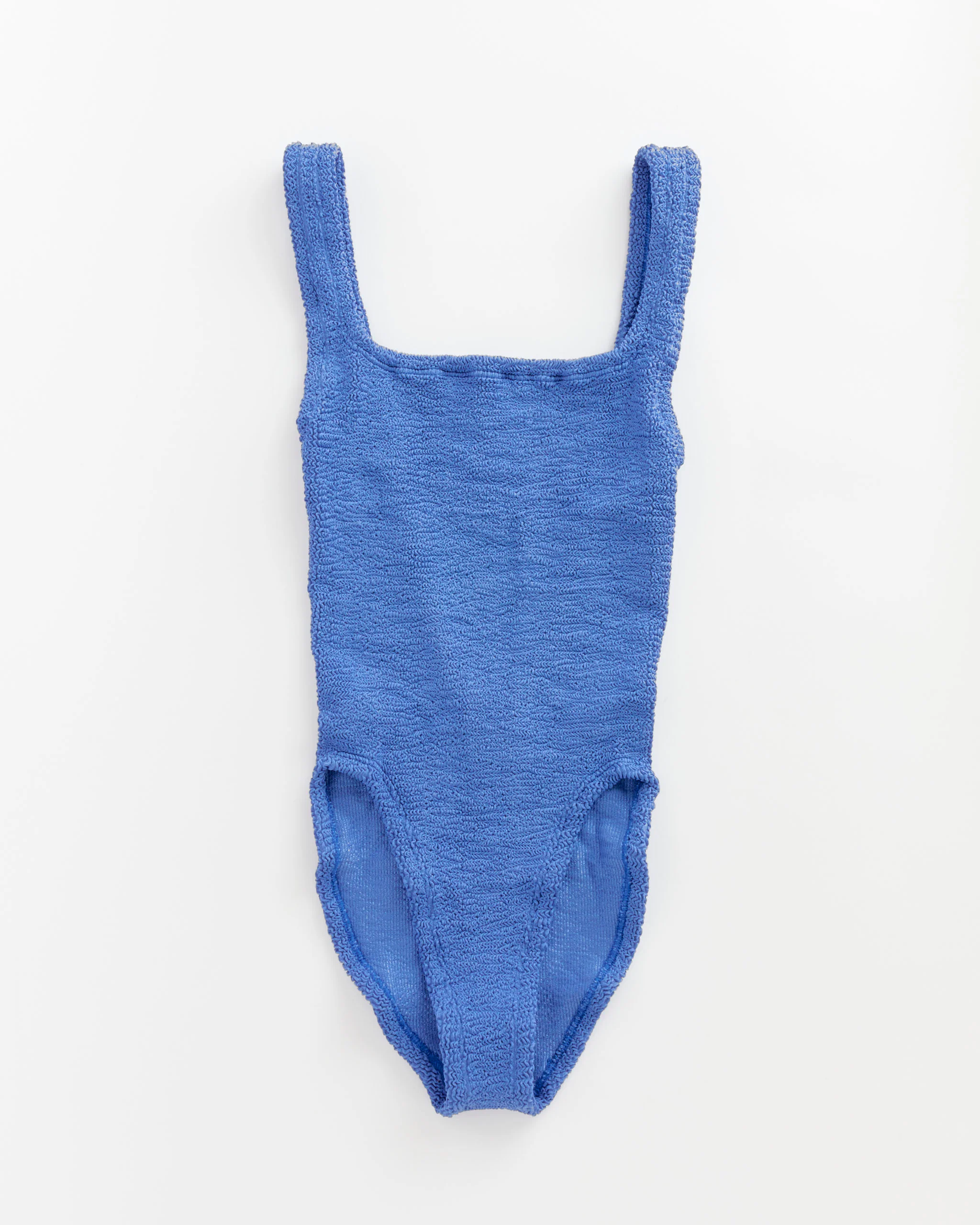Square Neck Swimsuit in Metallic Denim