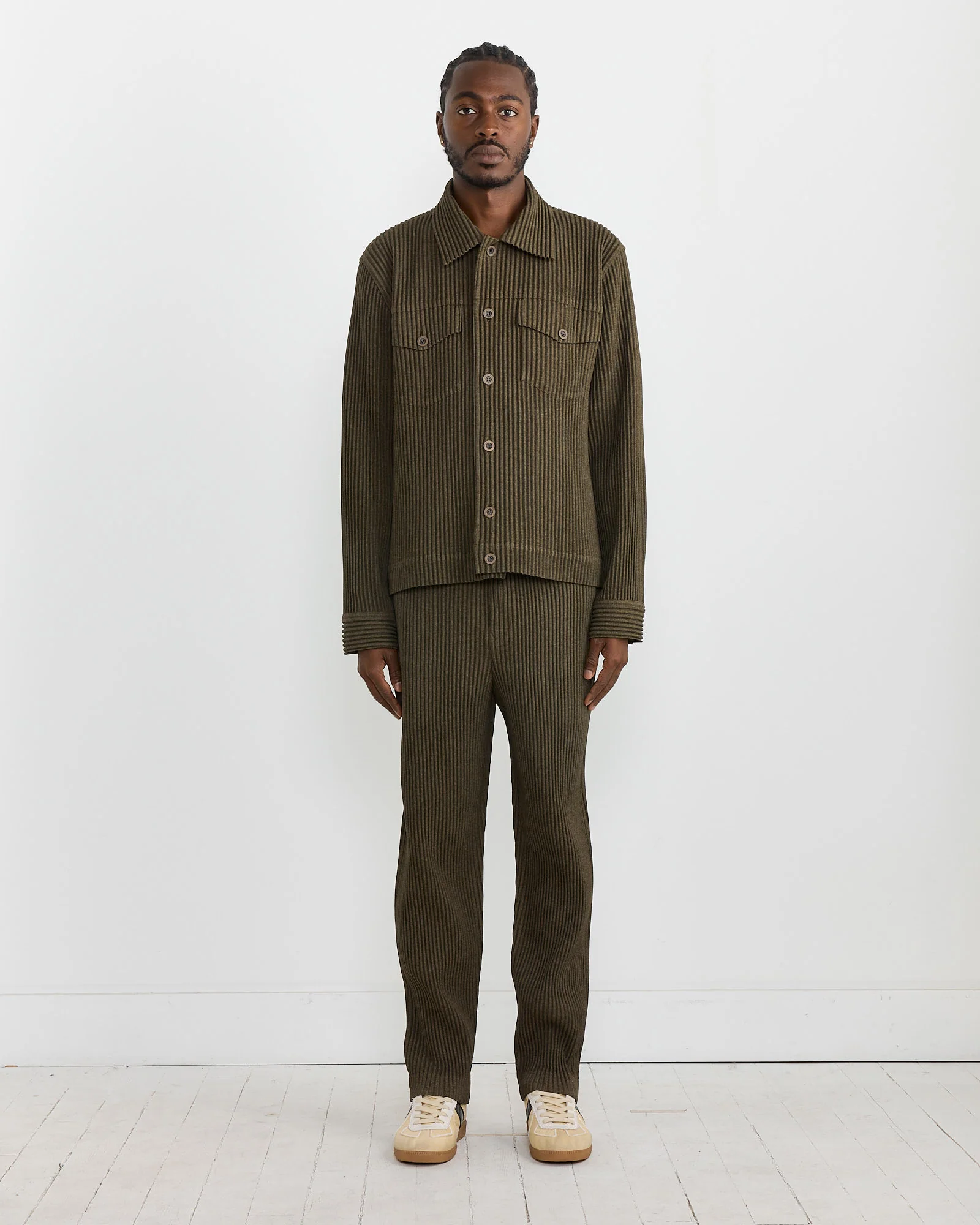 Wool Like Light Jacket in Khaki - Image 2