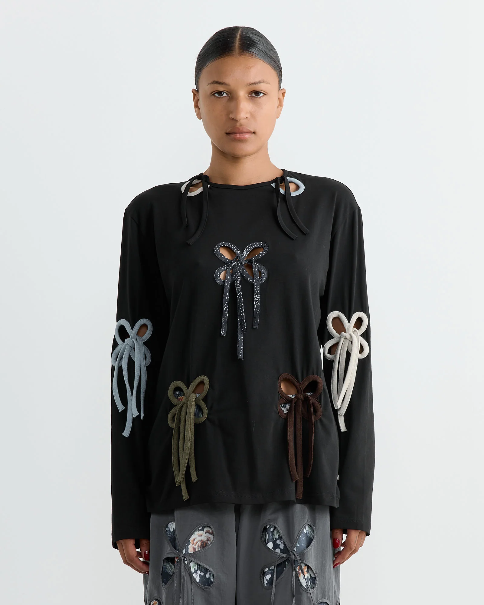 Colorful Petal Top in Black/Multicolor