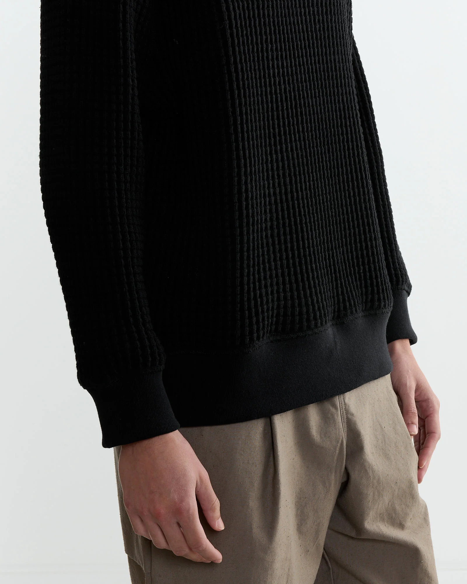 Waffle Crewneck in Black - Image 4