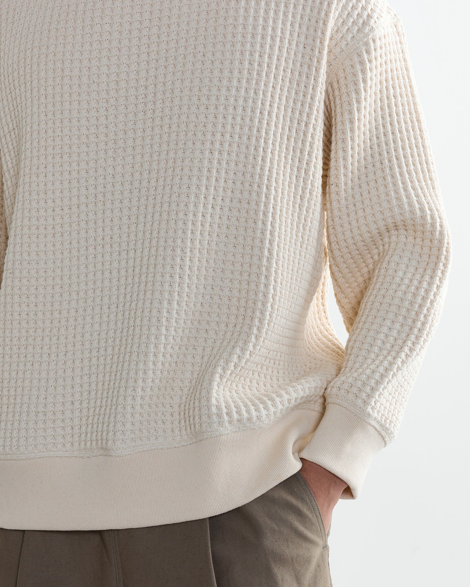 Waffle Crewneck in Ivory - Image 3