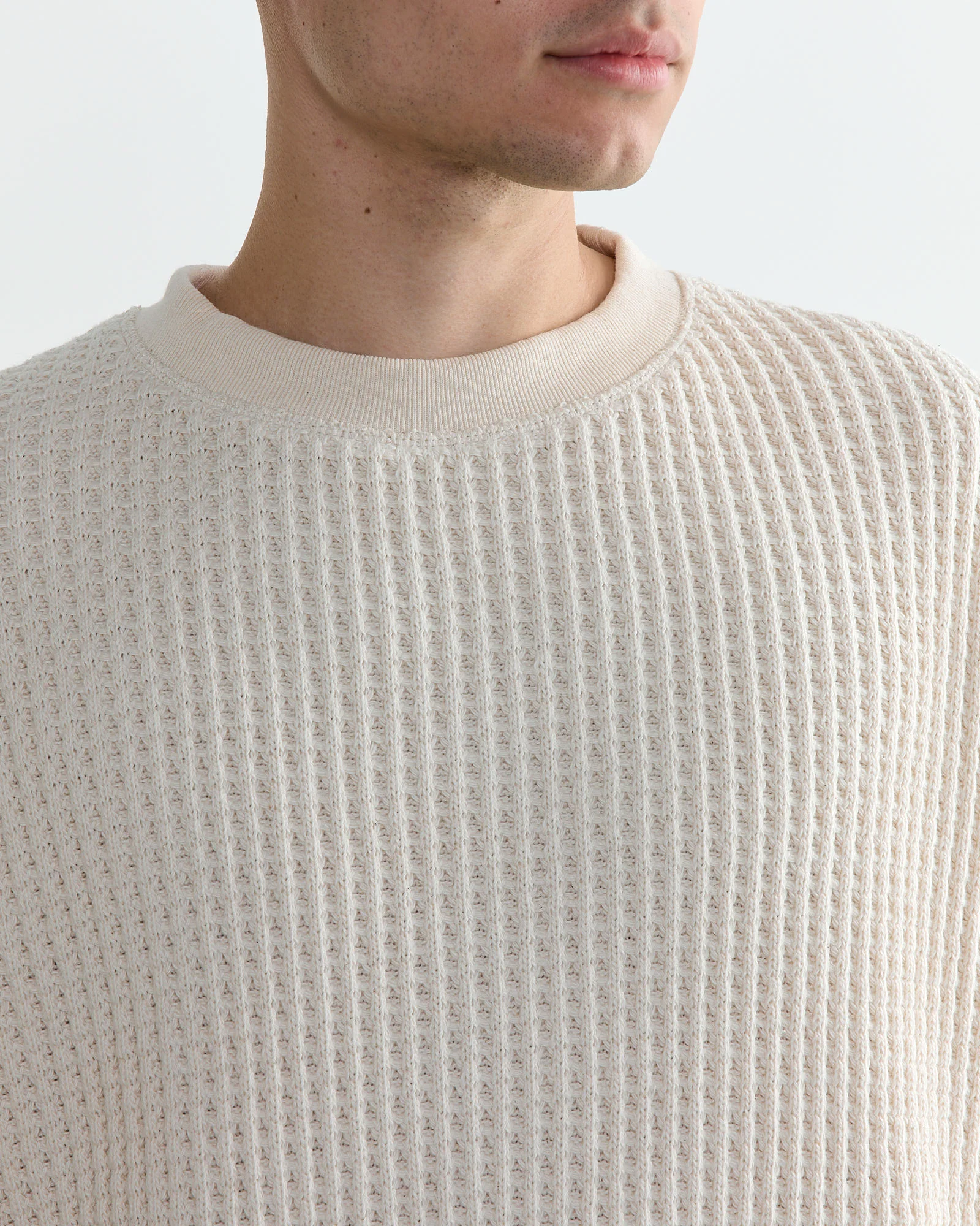 Waffle Crewneck in Ivory - Image 4
