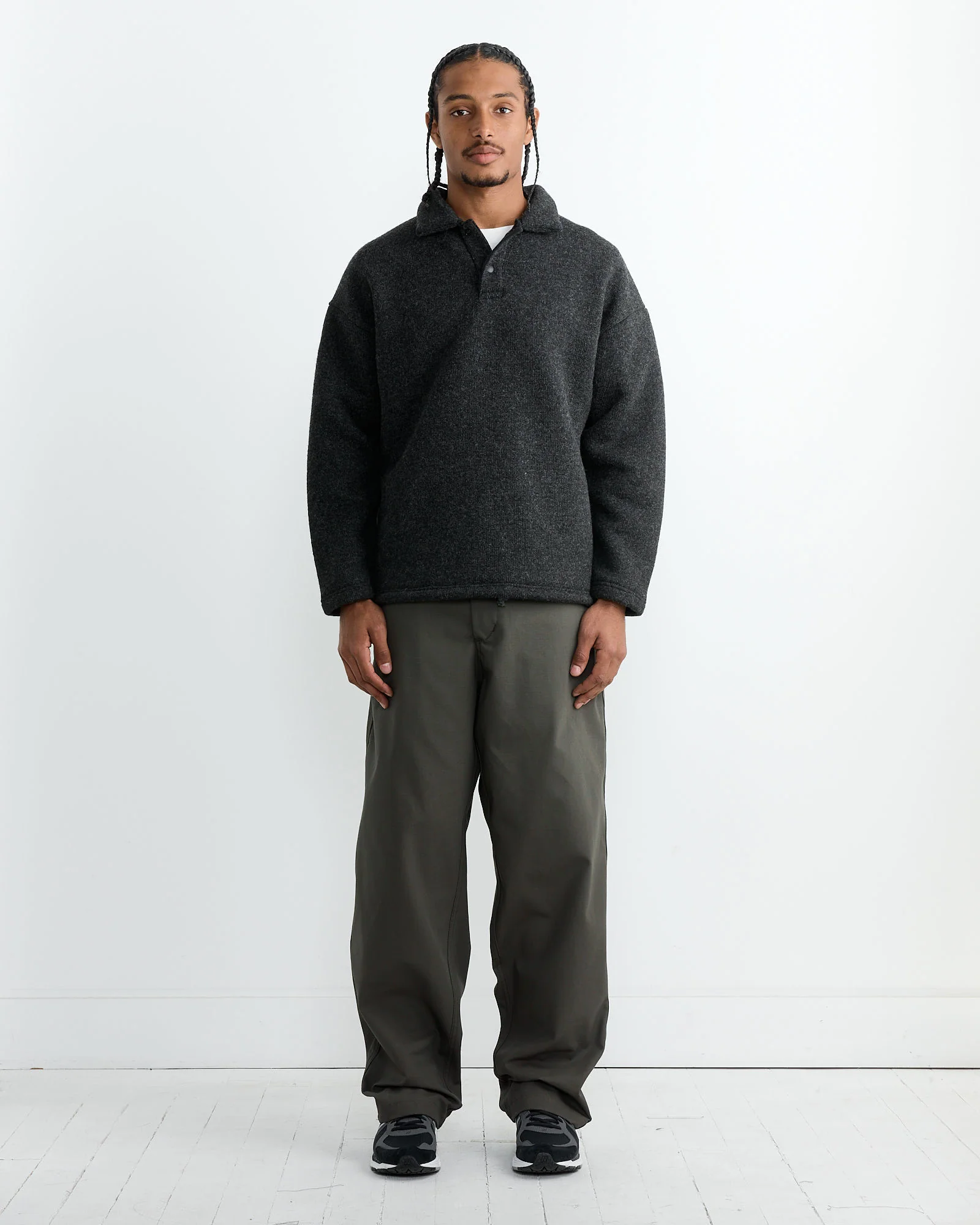 Wool HIMO Polo in Heather Black - Image 2