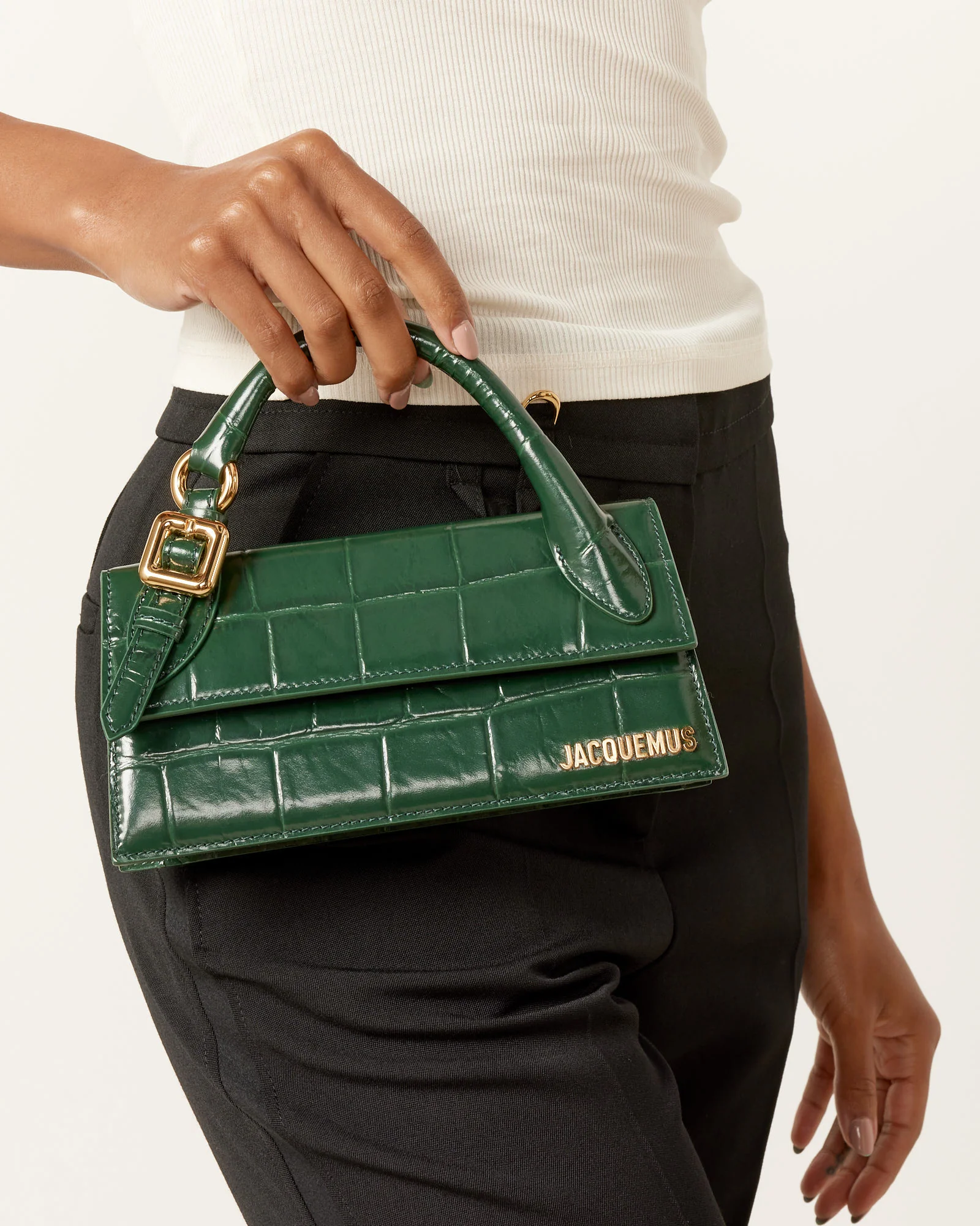 Le Chiquito Long Boucle Bag in Dark Green - Image 3