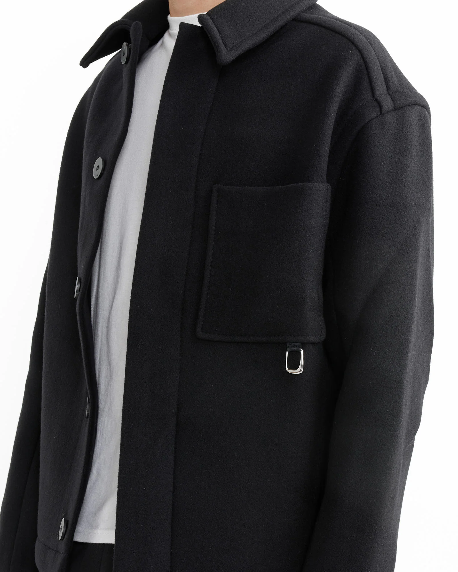 Le Manteau Court Coat in Black - Image 3