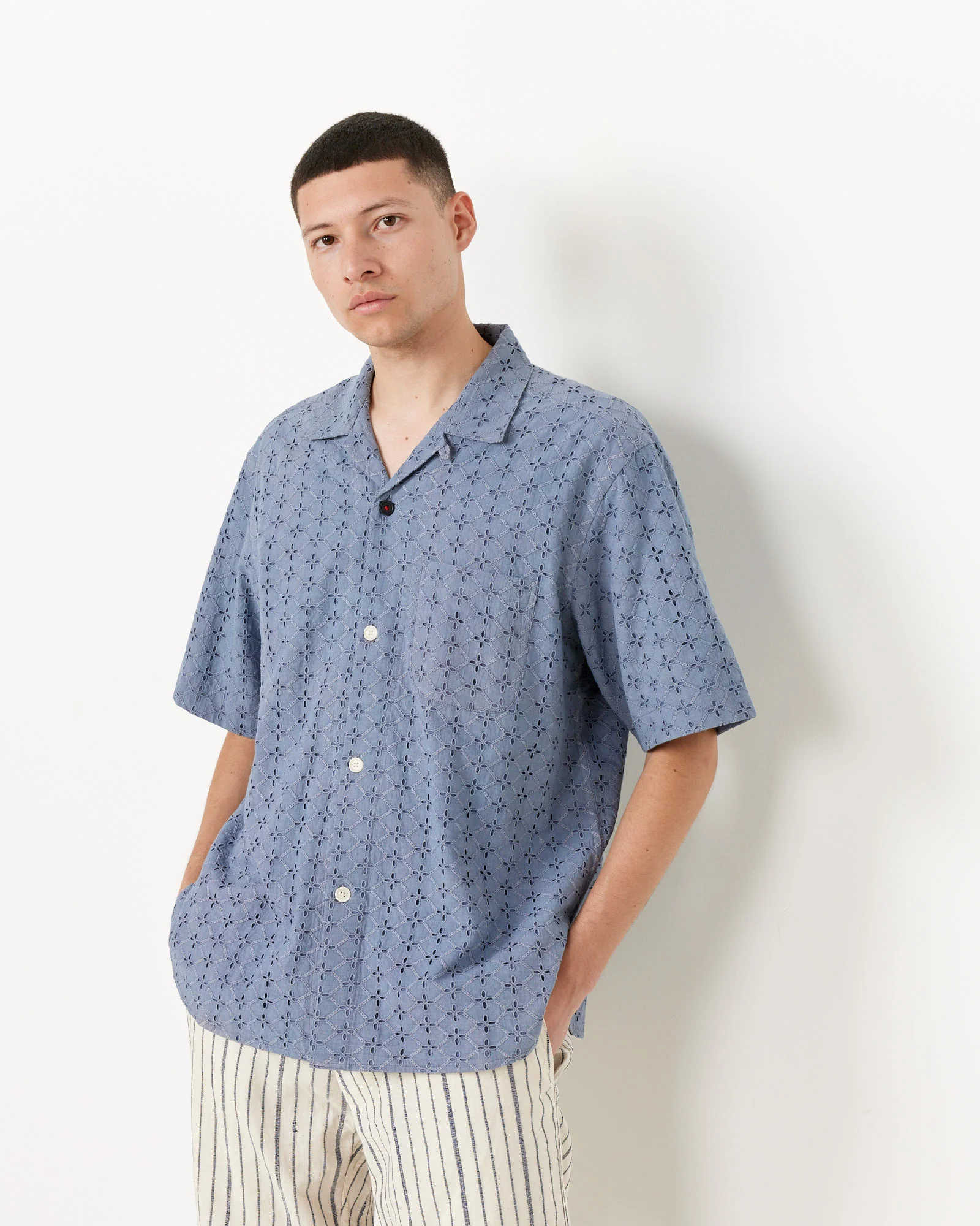 Schiffli Ronen Shirt in Blue - Image 3