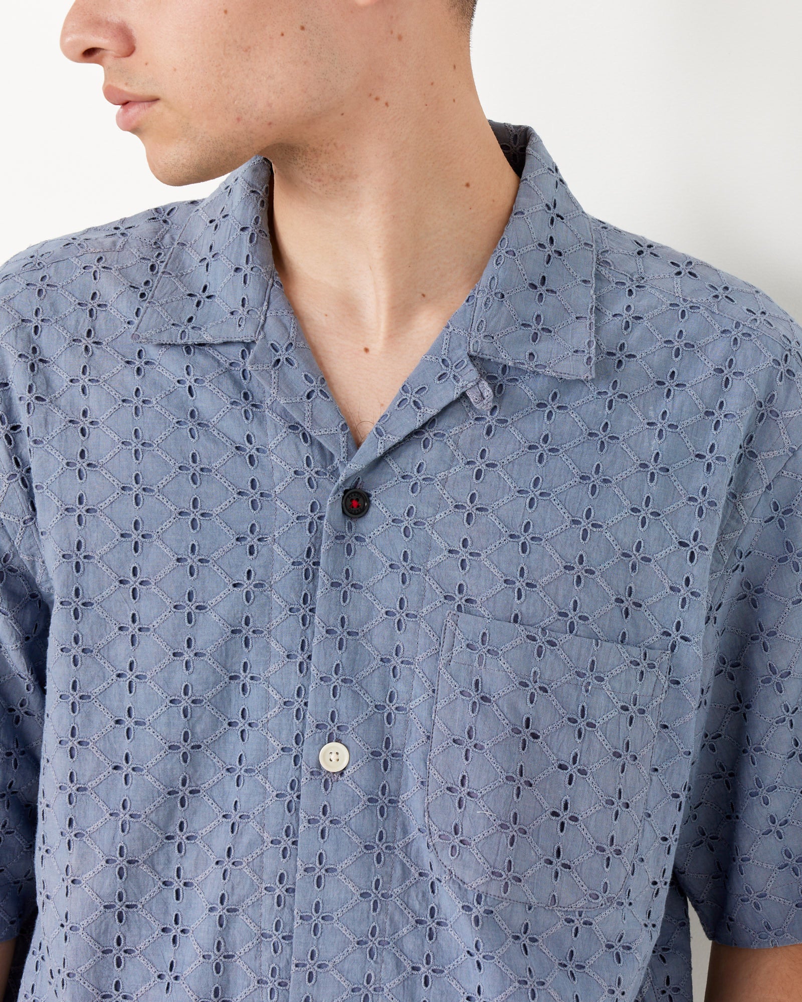 Schiffli Ronen Shirt in Blue - Image 4