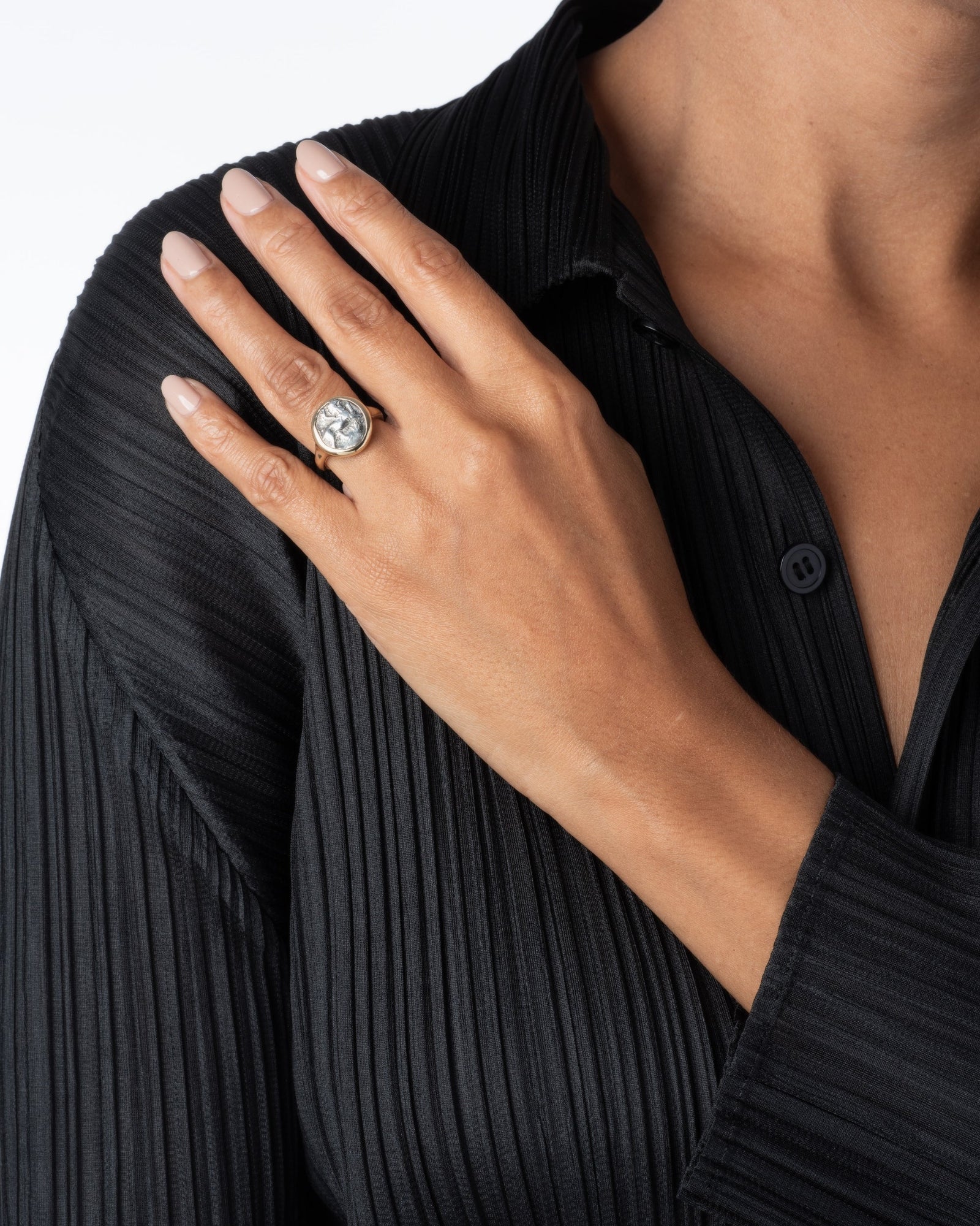 Chimera Coin Ring in Gold and Sterling Silver - Image 2