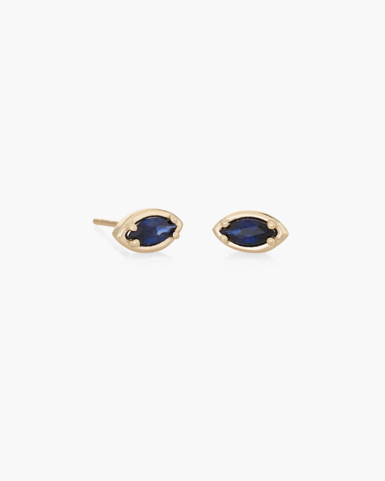 Marquise Studs in 14K / Dark Blue Sapphire