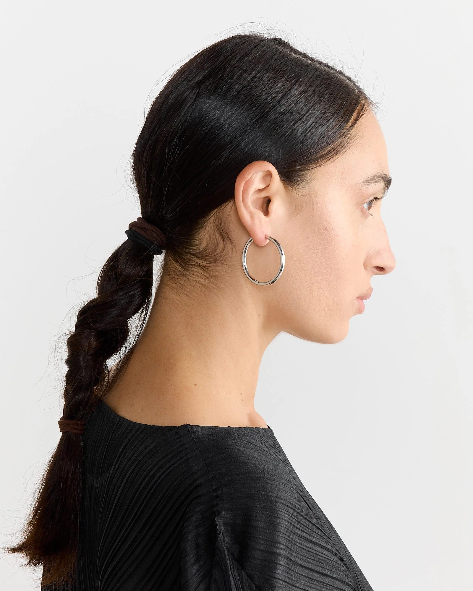 Large Seamless Hoops in Silver Tone - Image 2