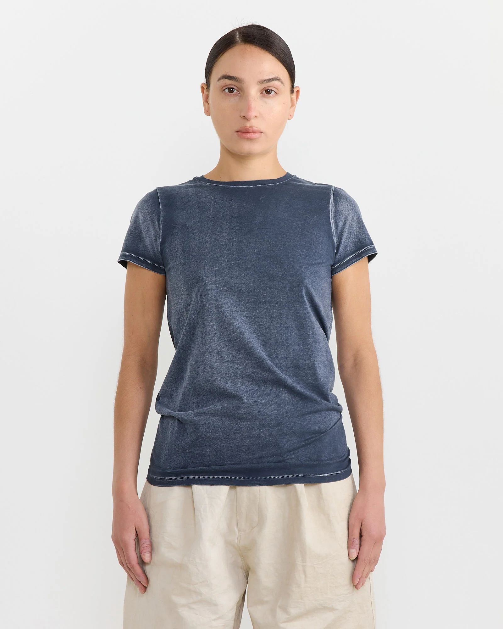 Bias Baby Tee in Indigo