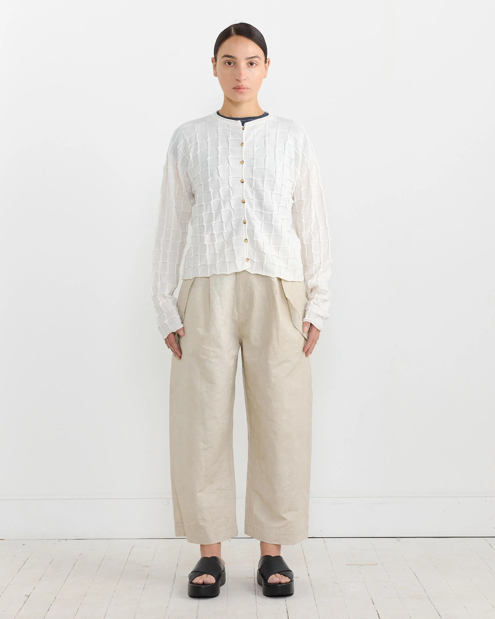 Inlay Cardigan in White - Image 2