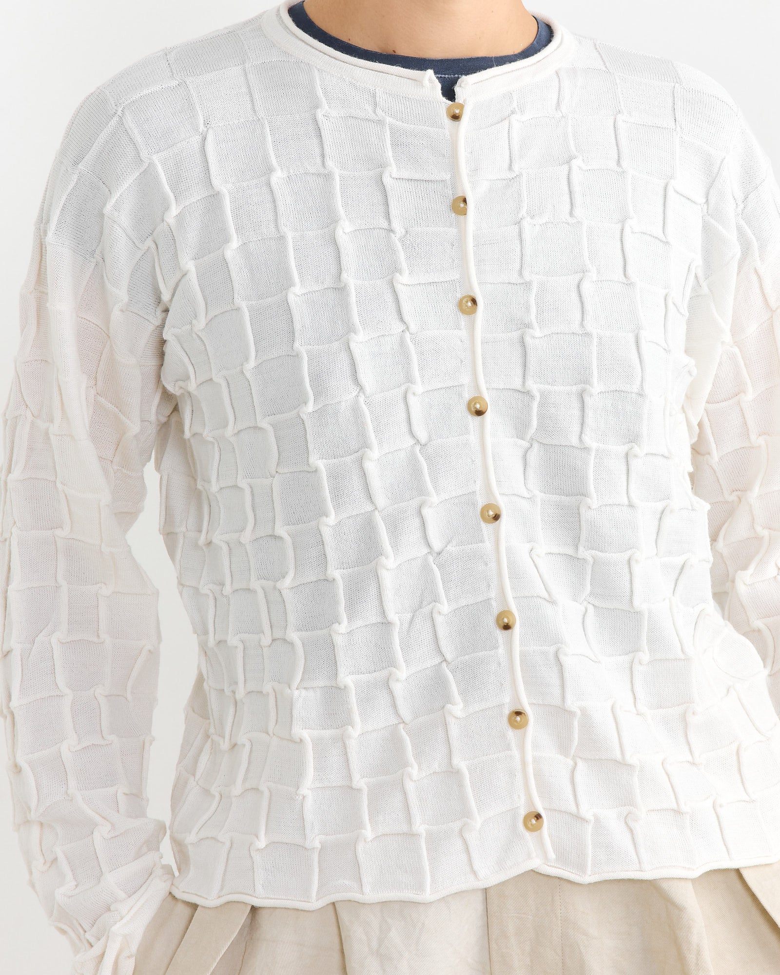 Inlay Cardigan in White - Image 3