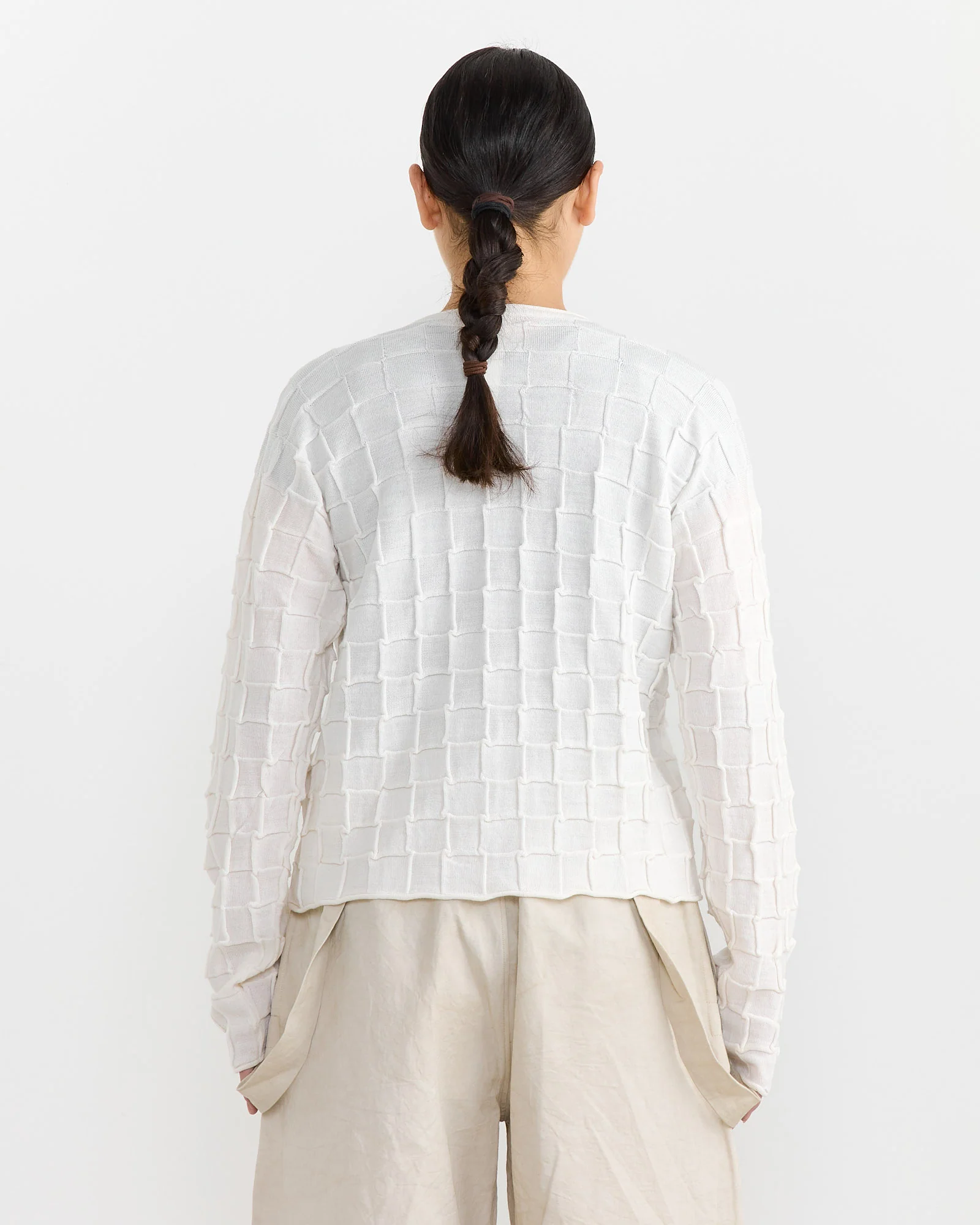 Inlay Cardigan in White - Image 4