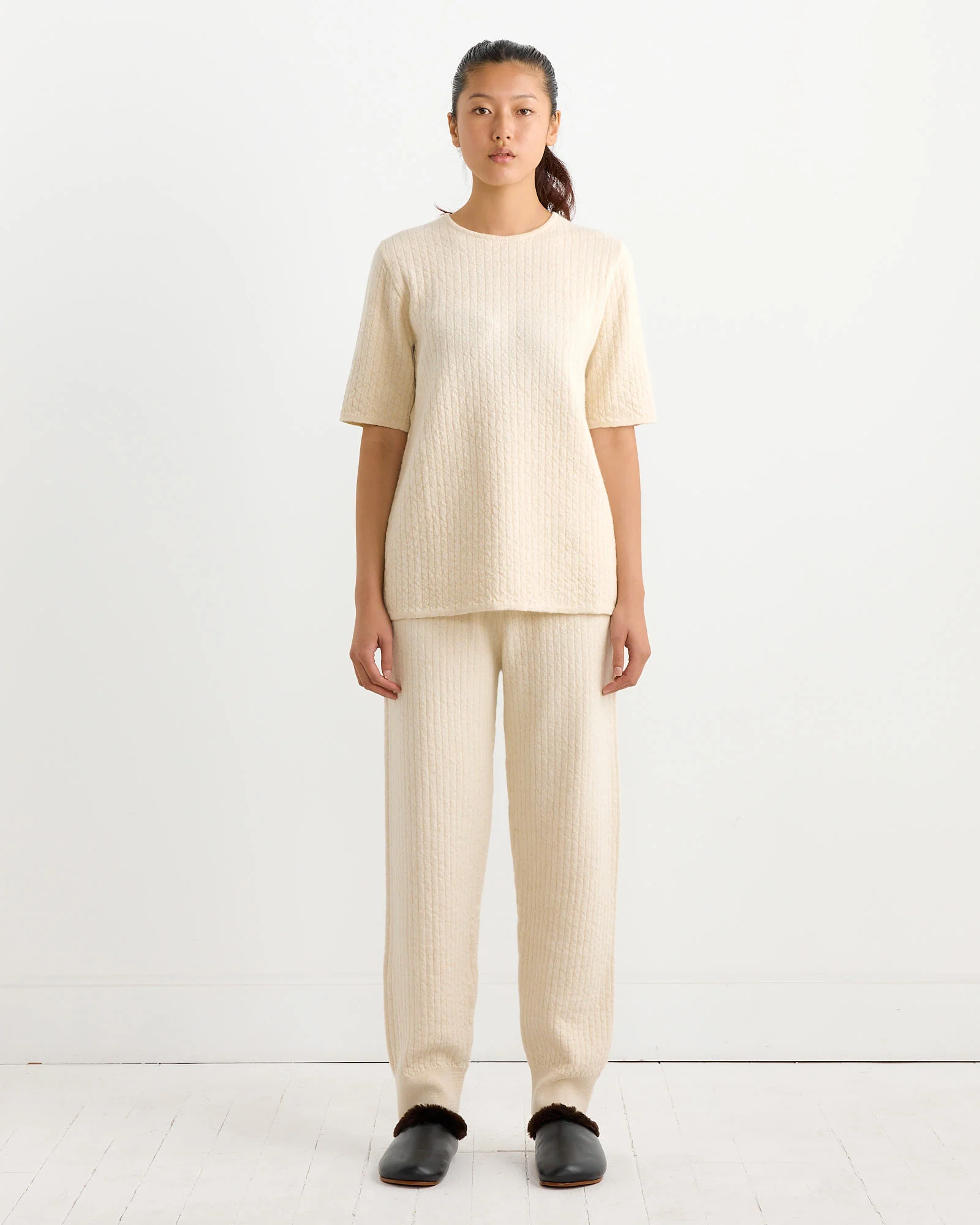 Line Quilt Tee in Raw White - Image 2