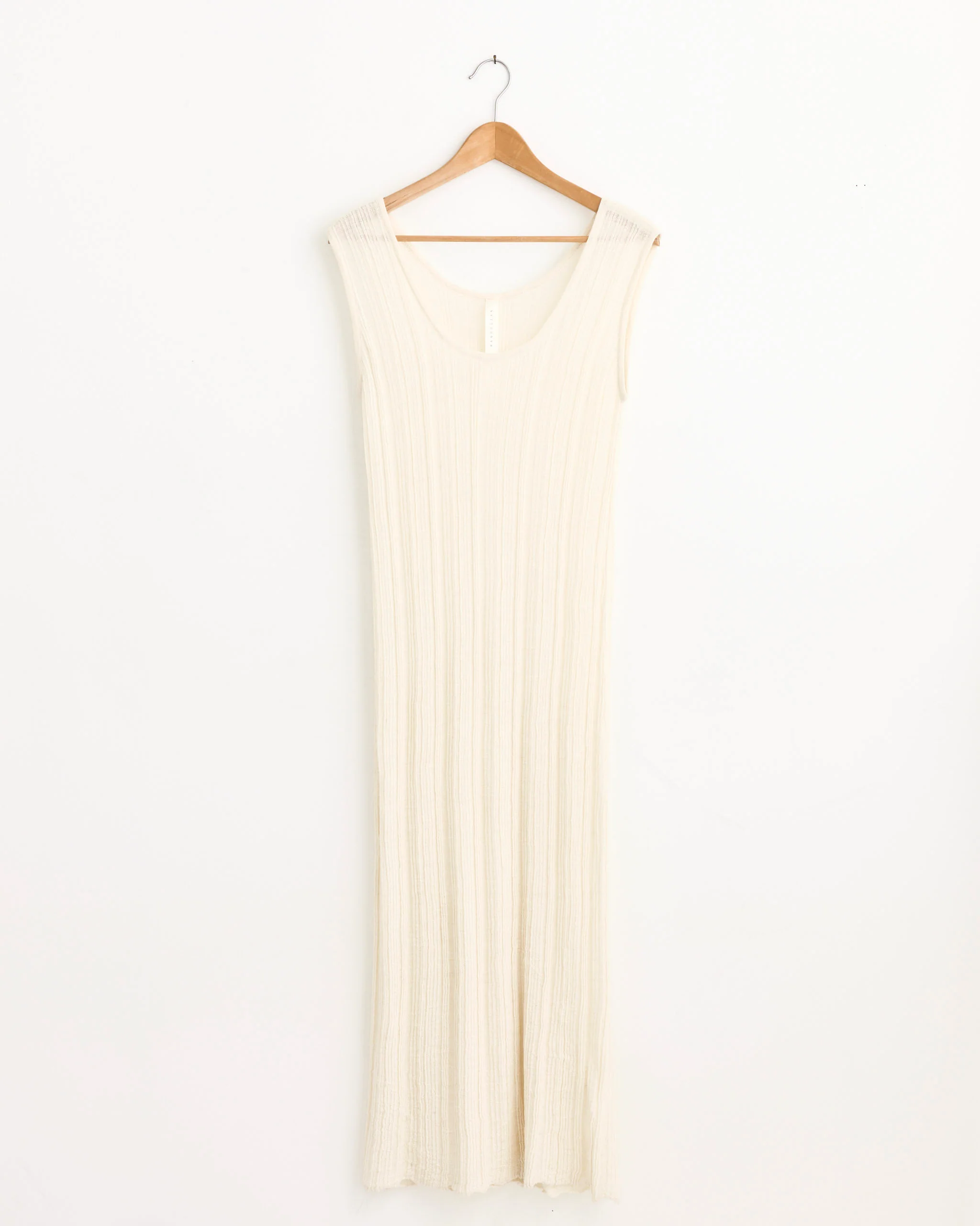 Plisse Tank Dress in Raw White