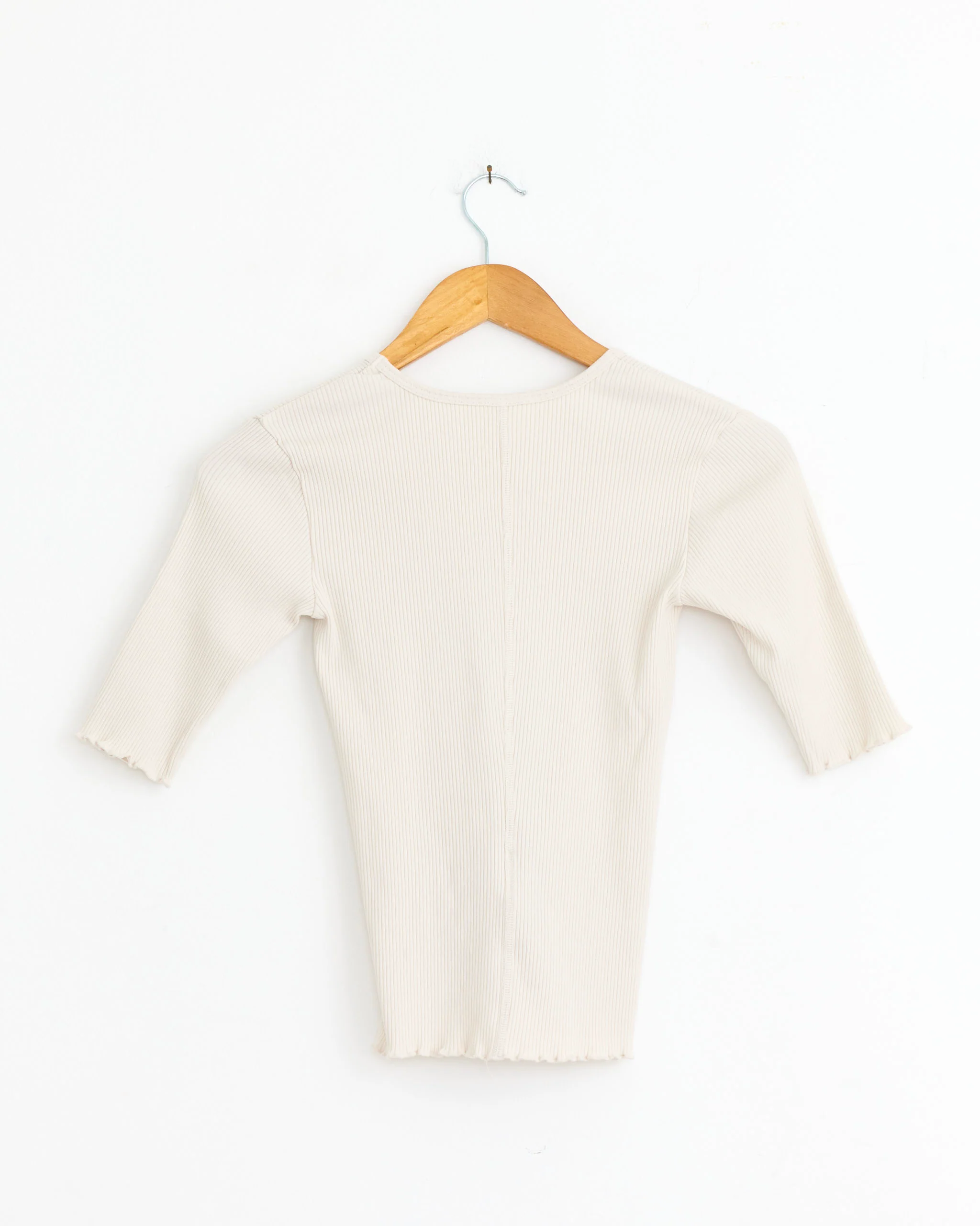 Ruffle Rib Tee in Greige - Image 2