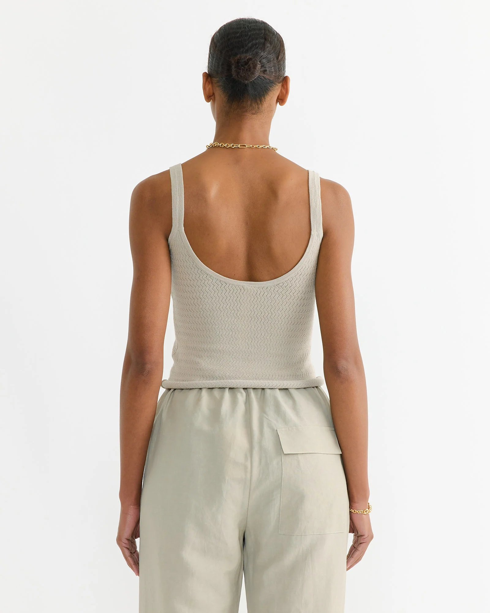 Stretch Pointelle Camisole in Clay - Image 3