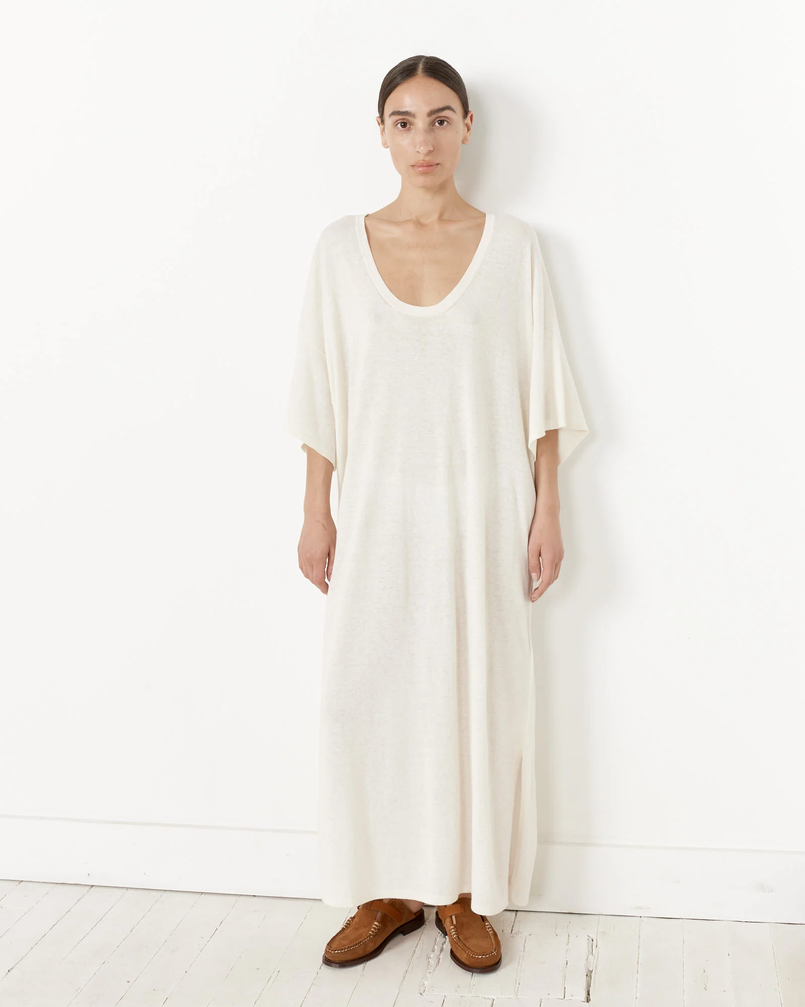U Neck Caftan in Bone - Image 2