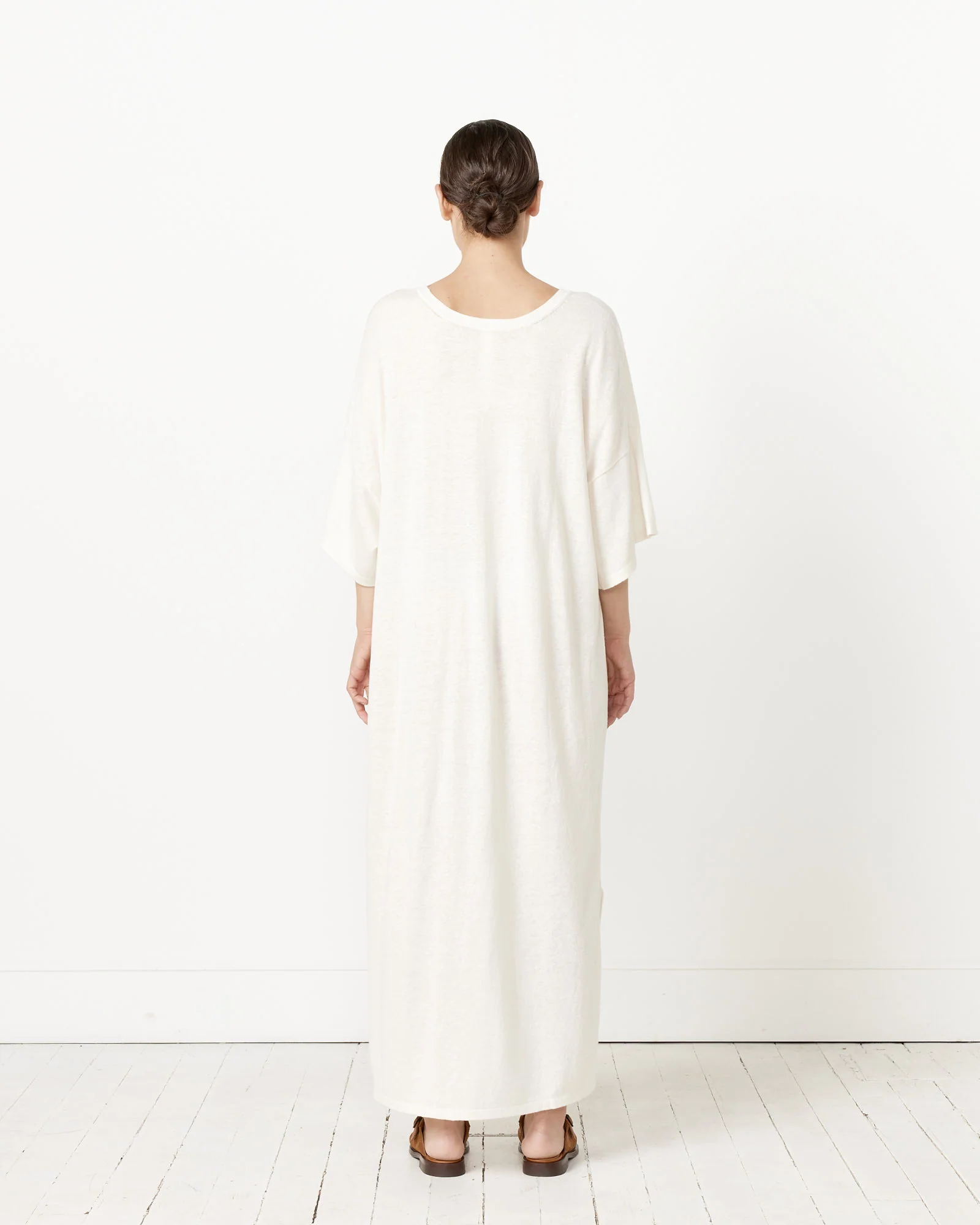 U Neck Caftan in Bone - Image 4