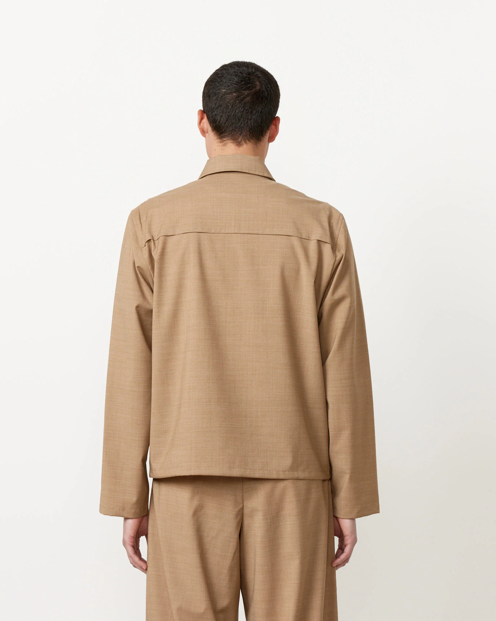 Nylon Wool Overshirt in Camel - Image 5