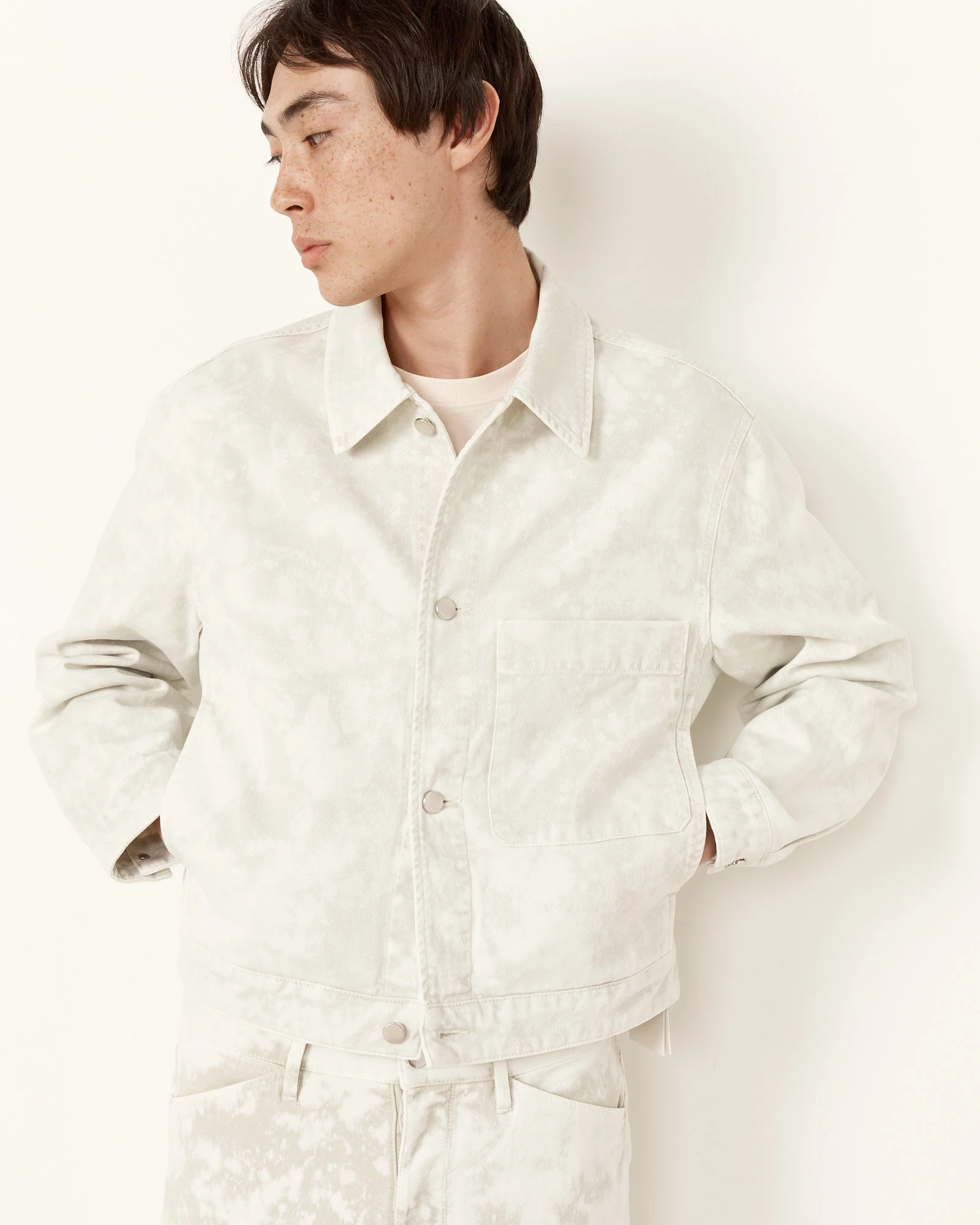 Boxy Trucker Jacket in Acid Snow Pelican - Image 3