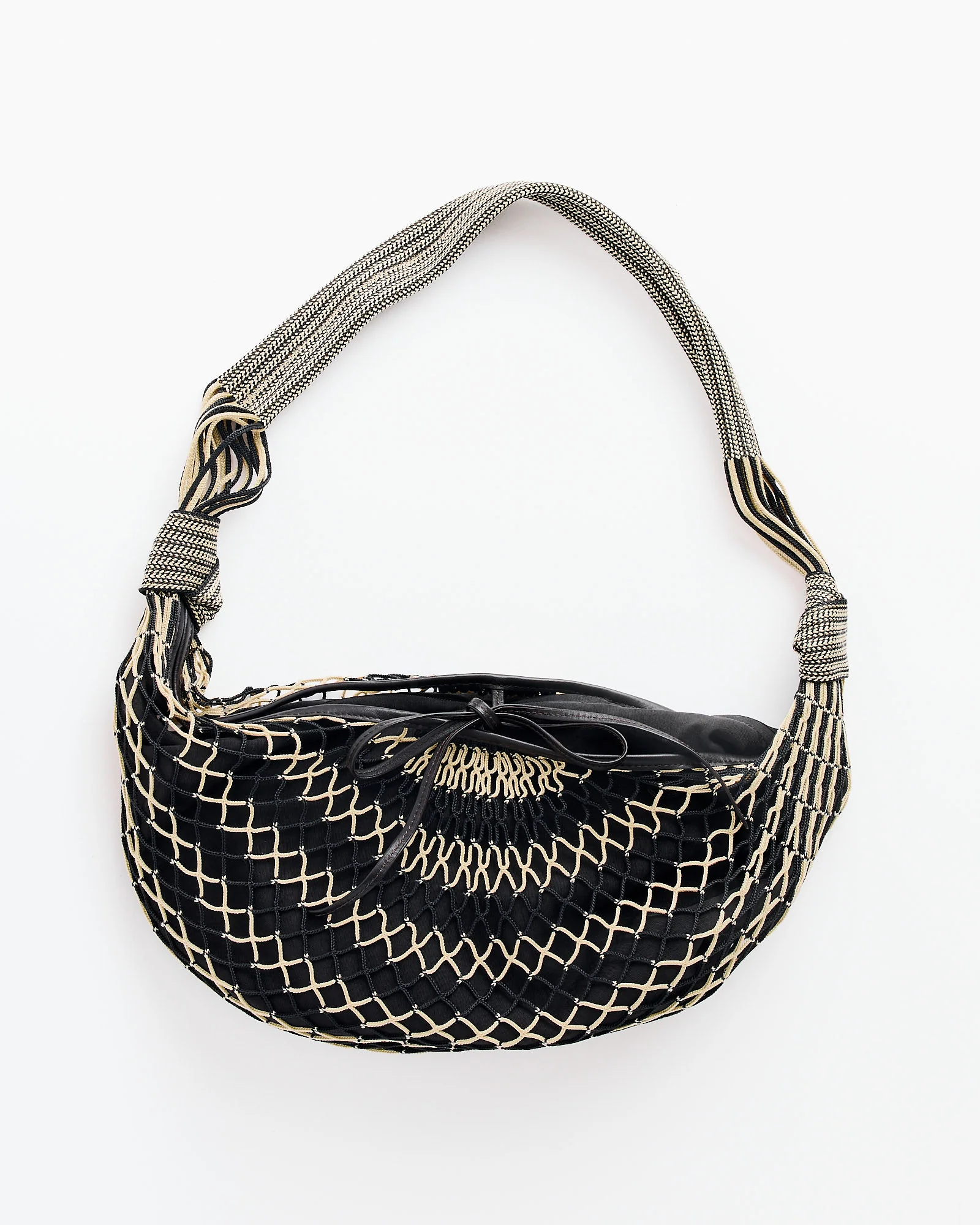 Croissant Filt Bag in Chevron Light Beige/Black