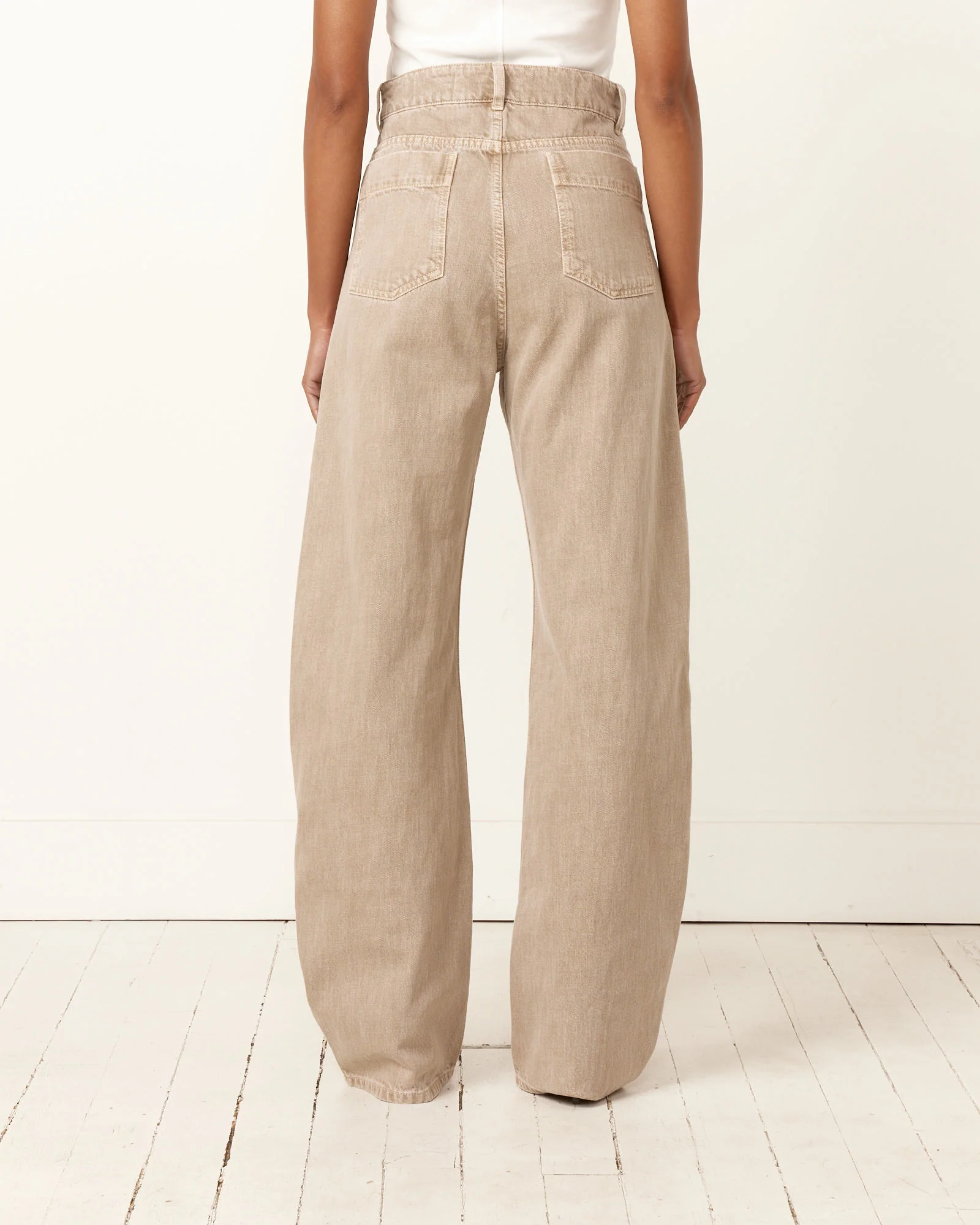 High Waisted Curved Pant in Snow Beige - Image 2