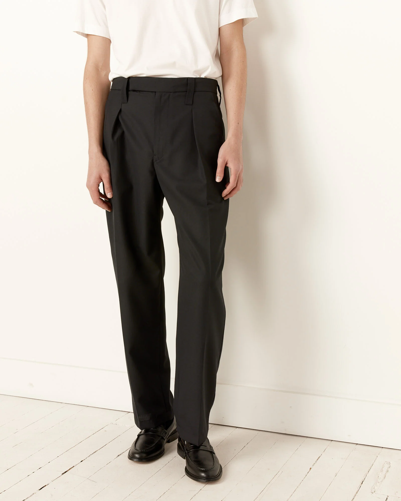 One Pleat Pant in Marine Melange - Image 3