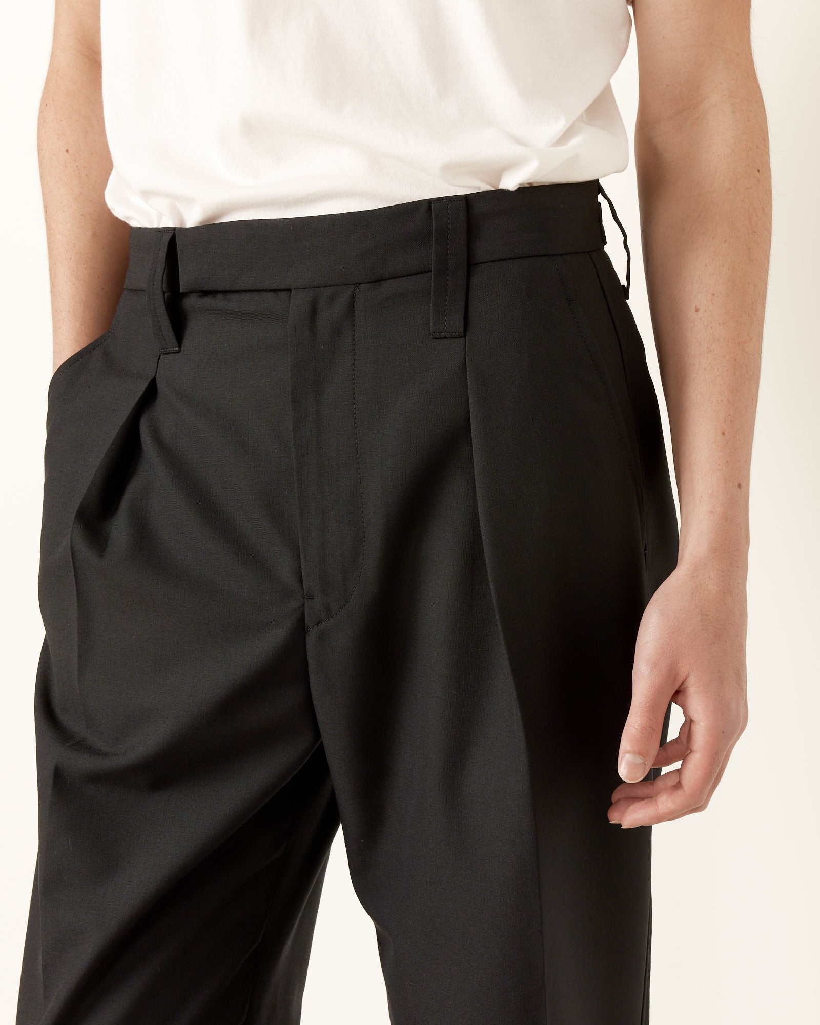 One Pleat Pant in Marine Melange - Image 4