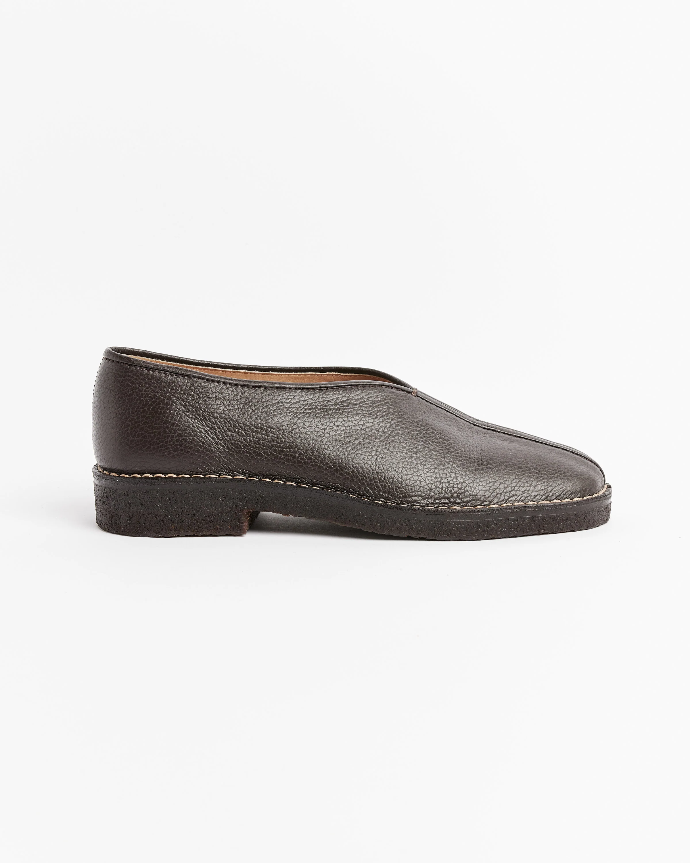 Piped Crepe Slipper in Dark Brown