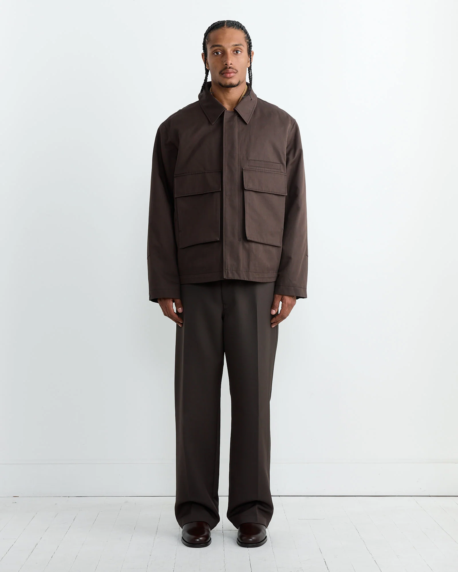 Quilted 3D Pockets Jacket in Espresso - Image 2