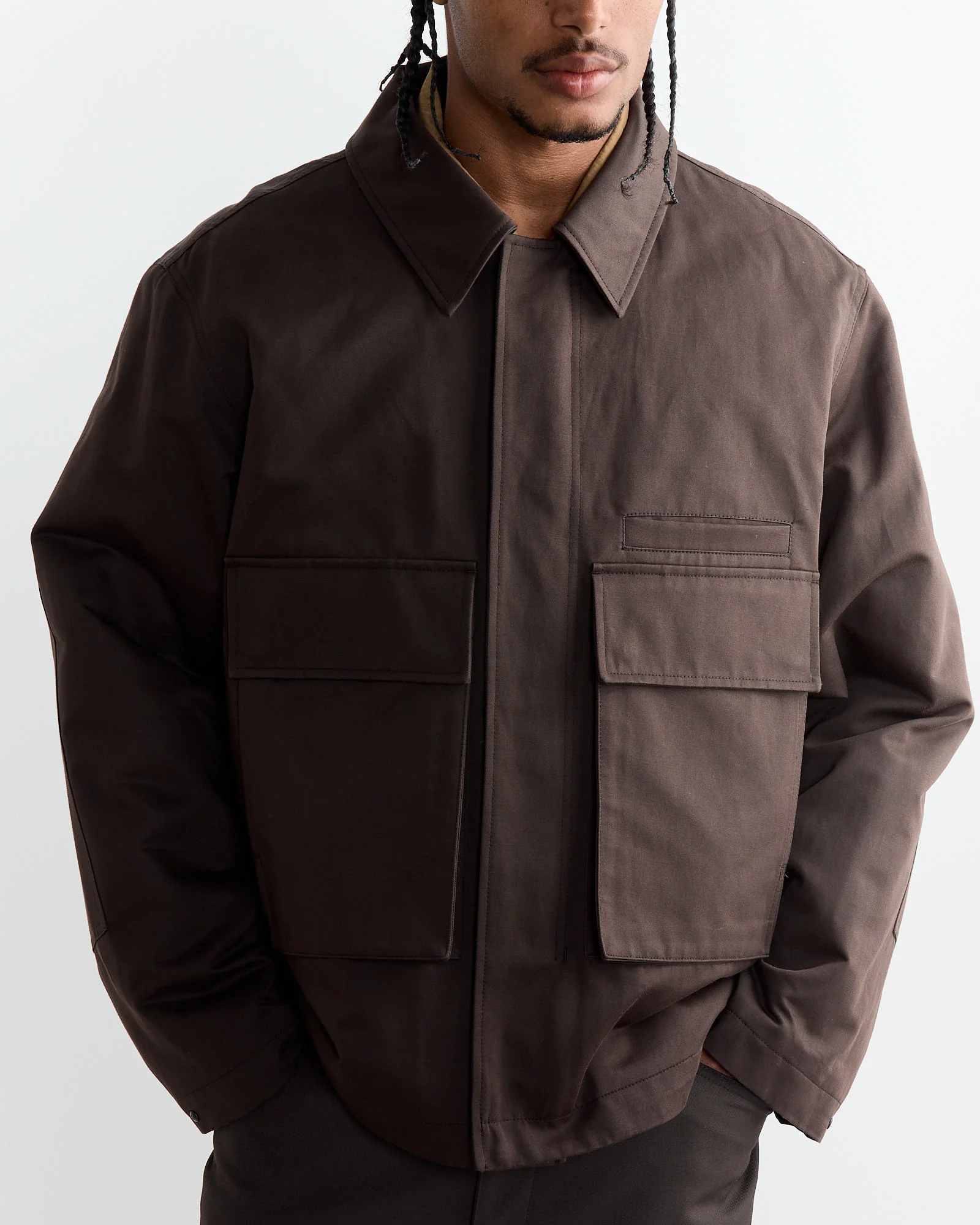 Quilted 3D Pockets Jacket in Espresso - Image 3