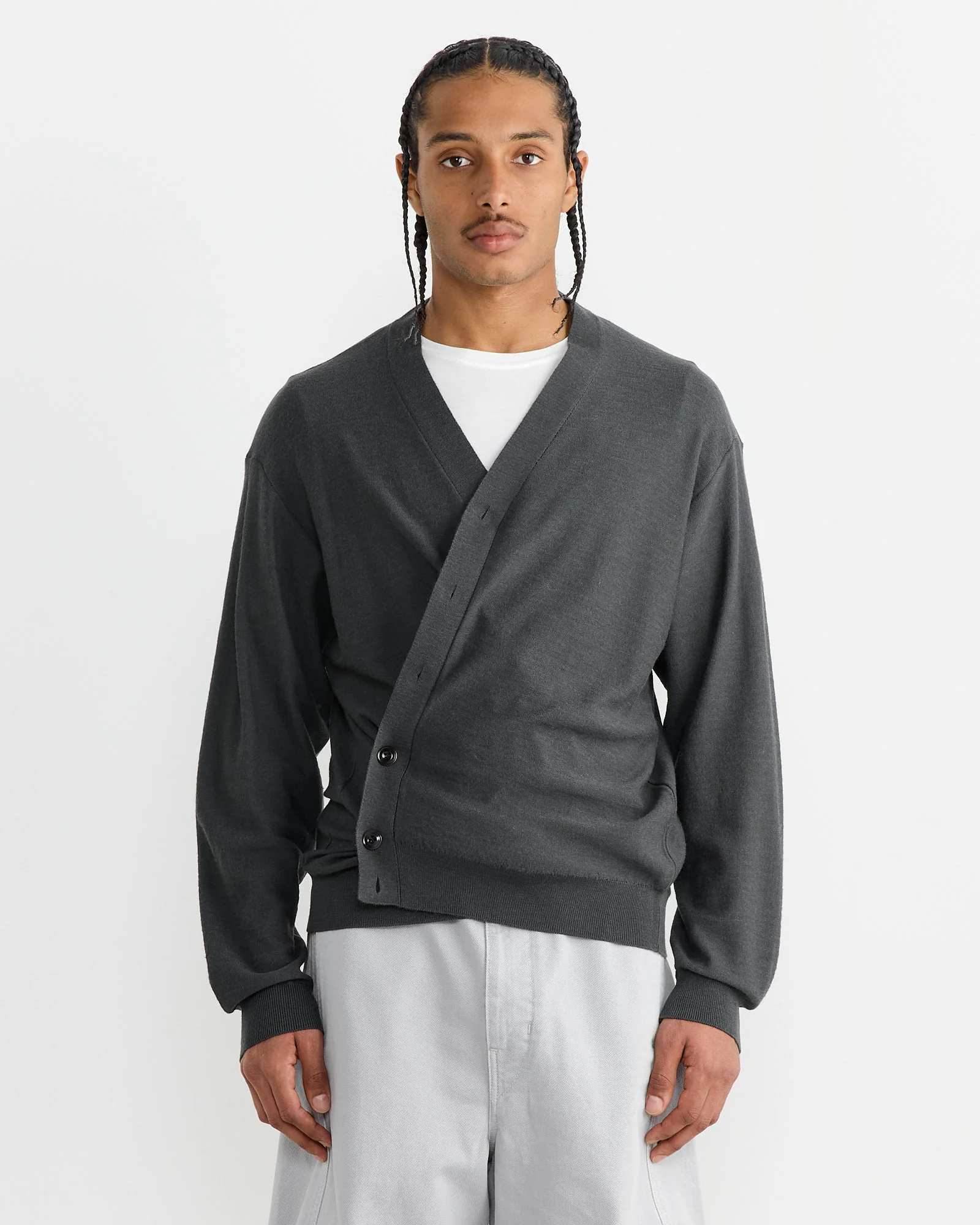 Relaxed Twisted Cardigan in Carbon - Image 2