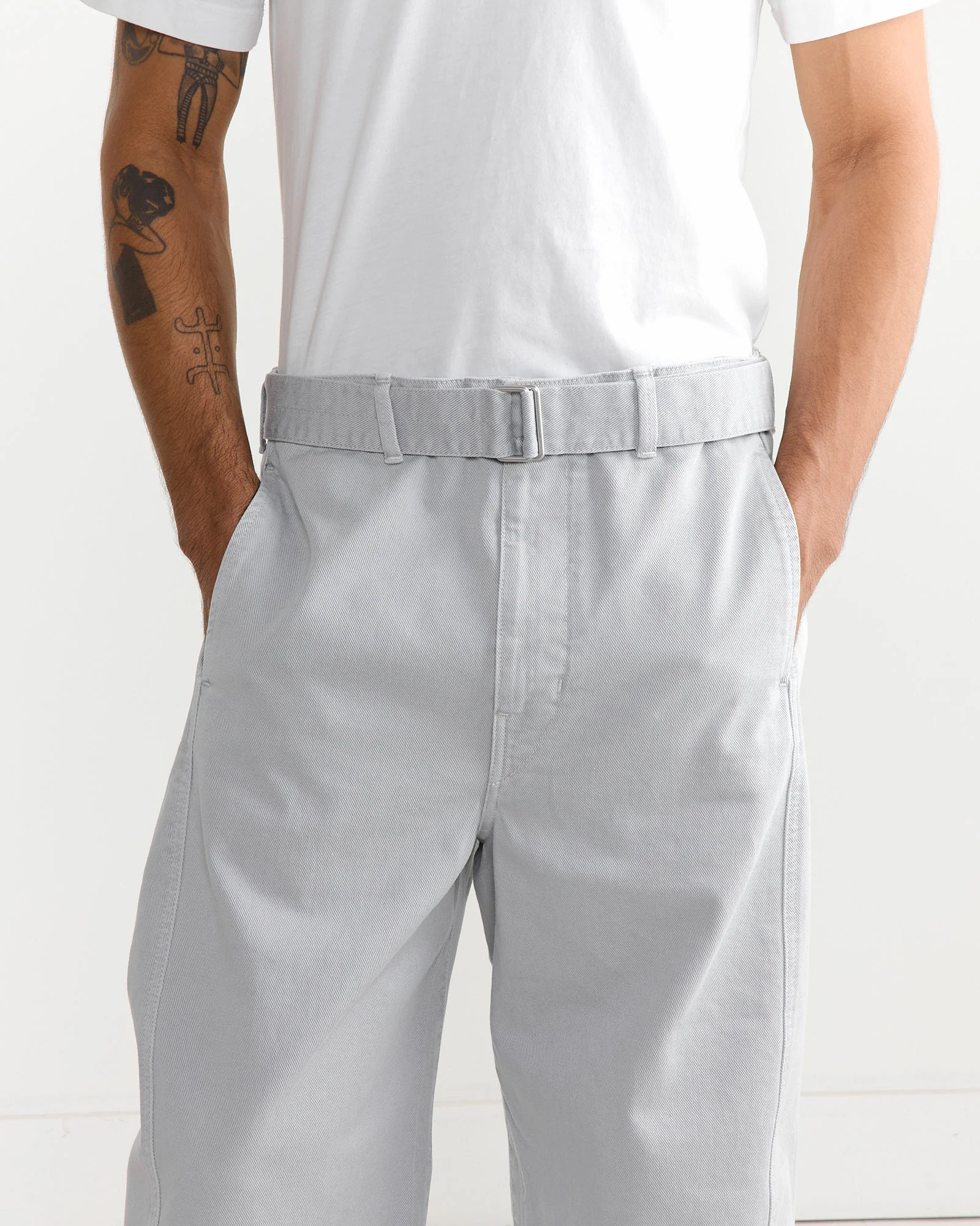 Twisted Belted Pant in Snowy Blue Grey - Image 4