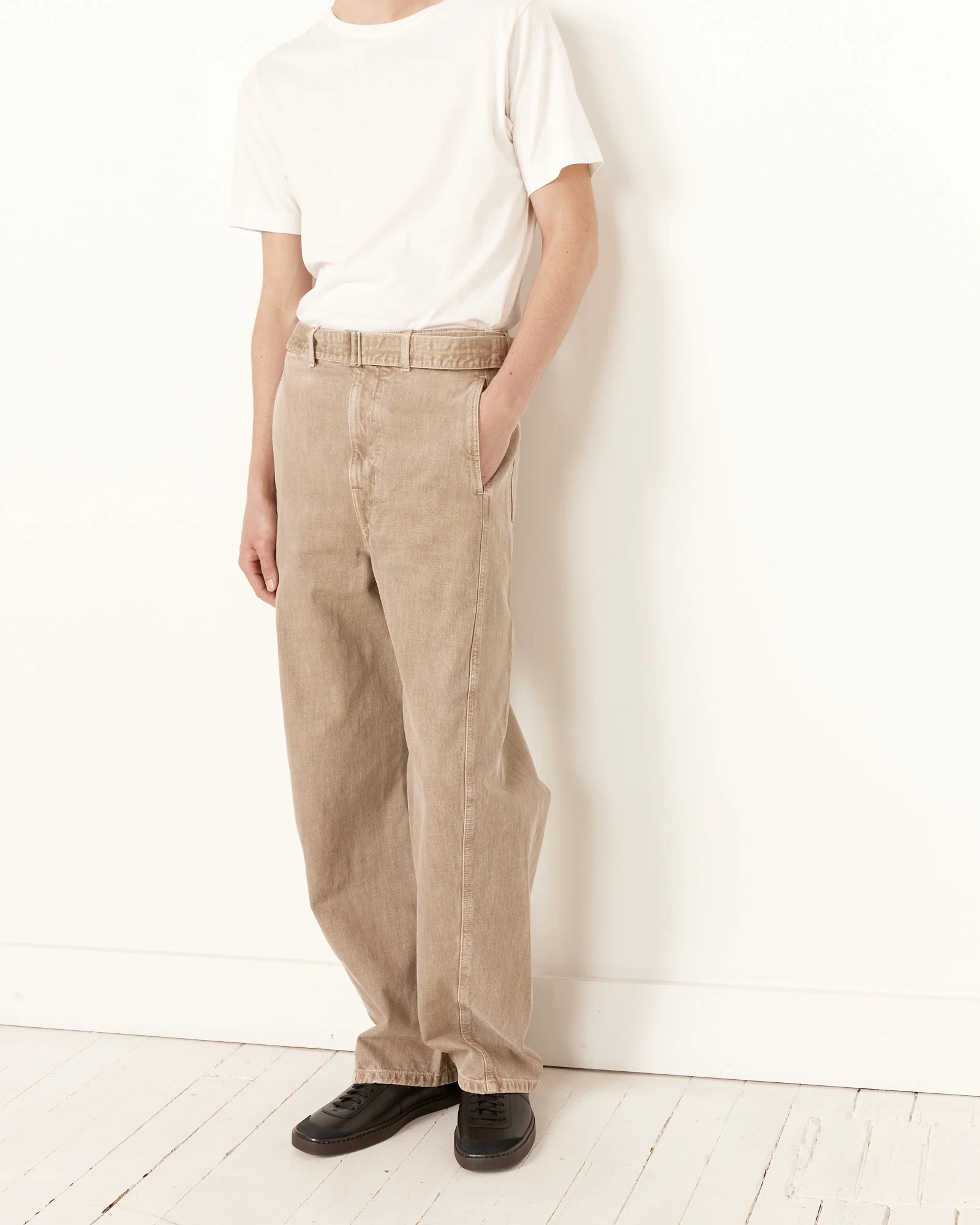 Twisted Belted Pants in Snow Beige - Image 2