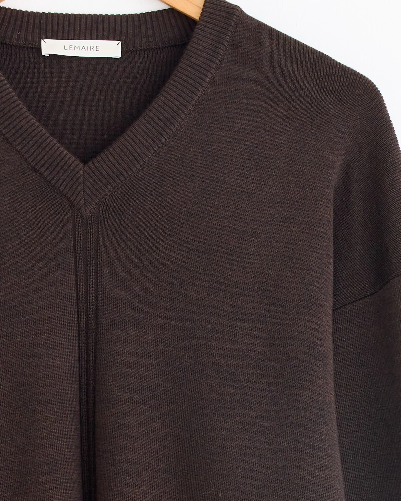 V Neck Sweater in Dark Cacao - Image 2