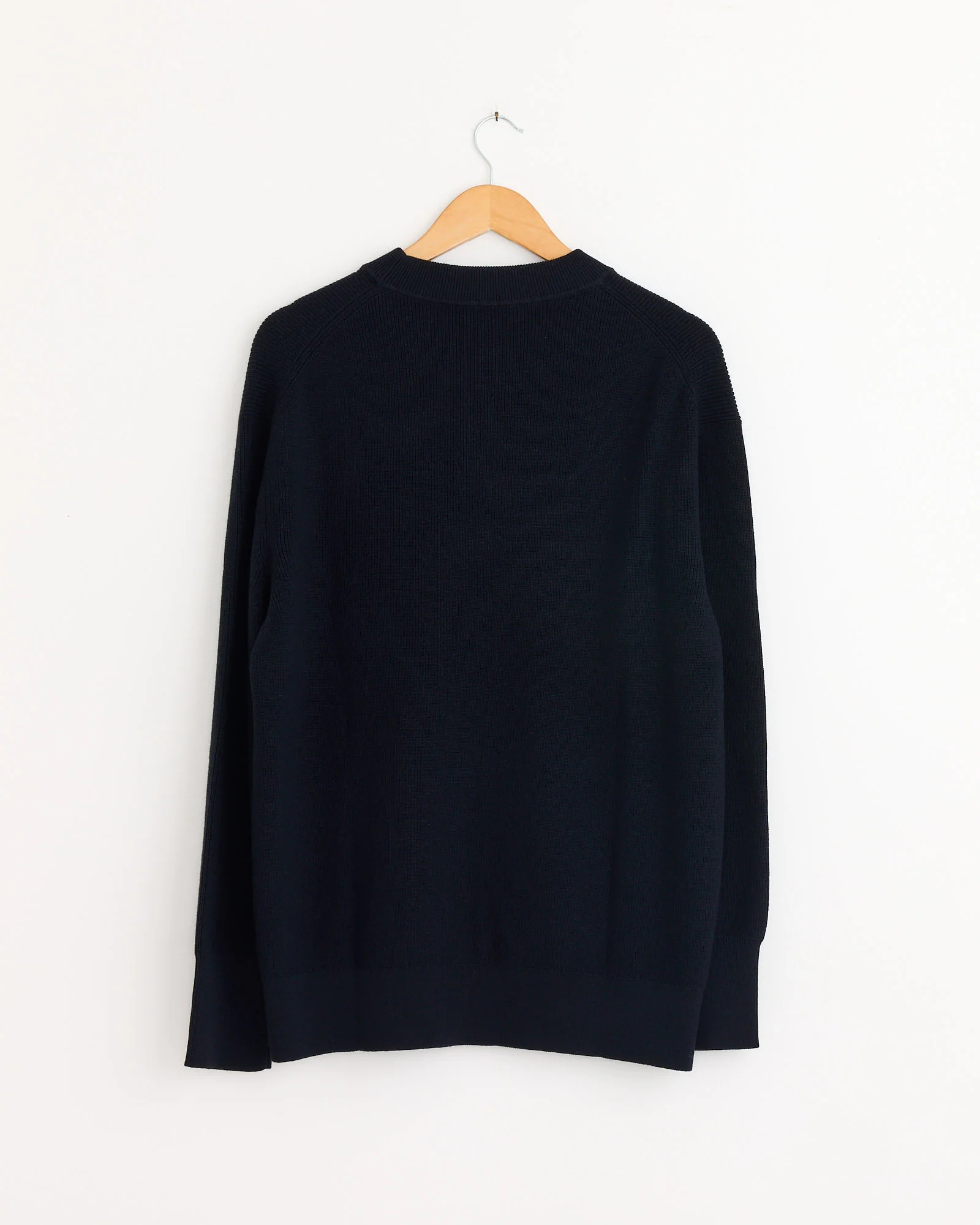 Fine Rib Merino Wool Crewneck in Ink - Image 3