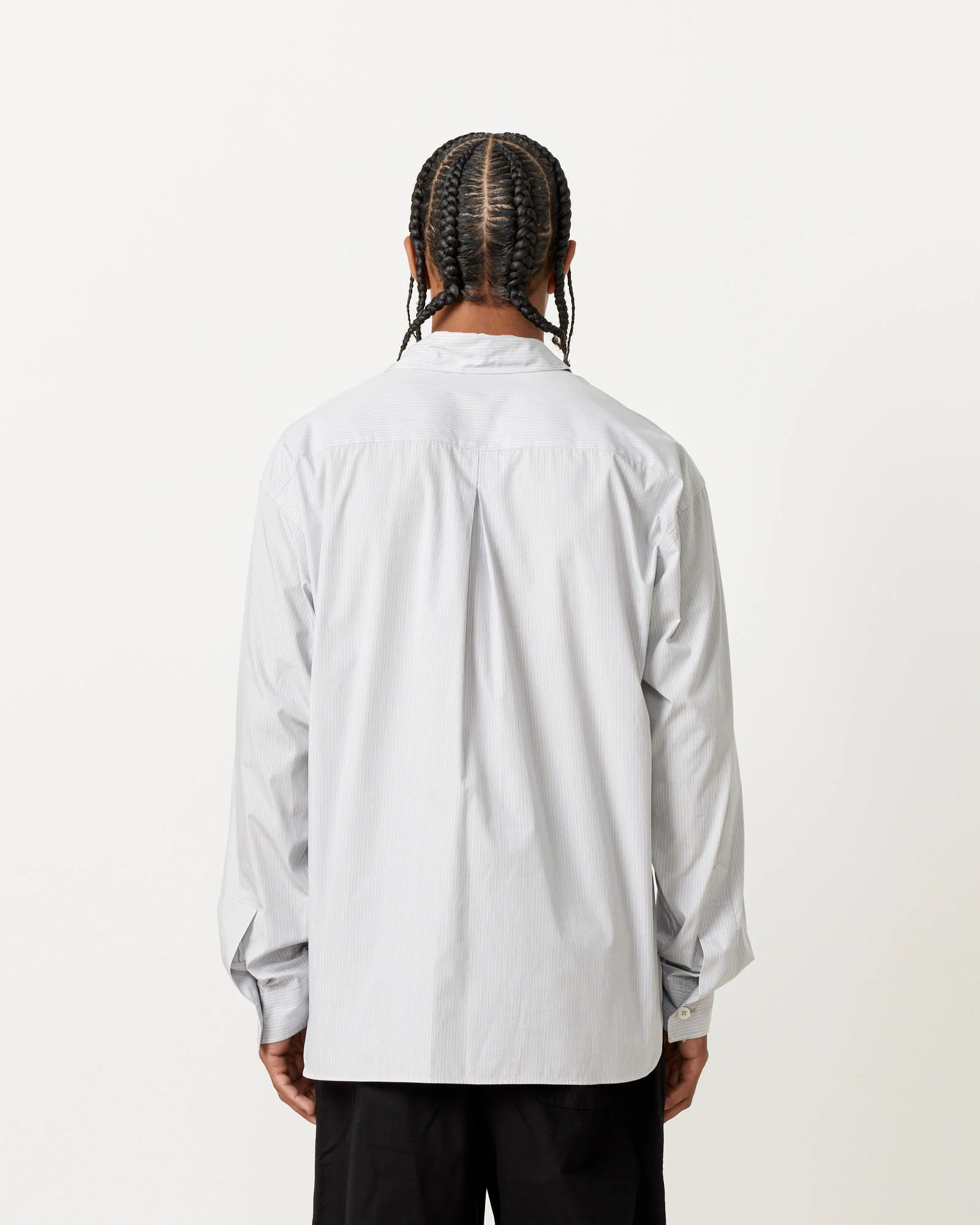 Half Placket Stripe Shirt in Grey/White - Image 5