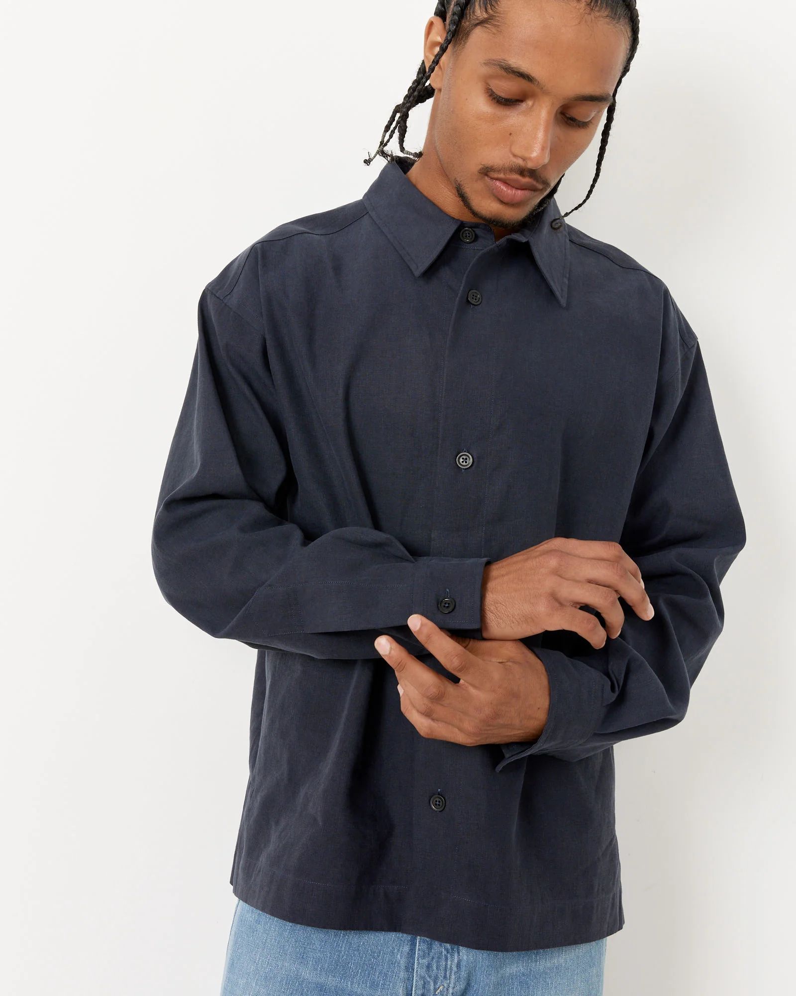 Minimal Boxy Shirt in Ink - Image 5