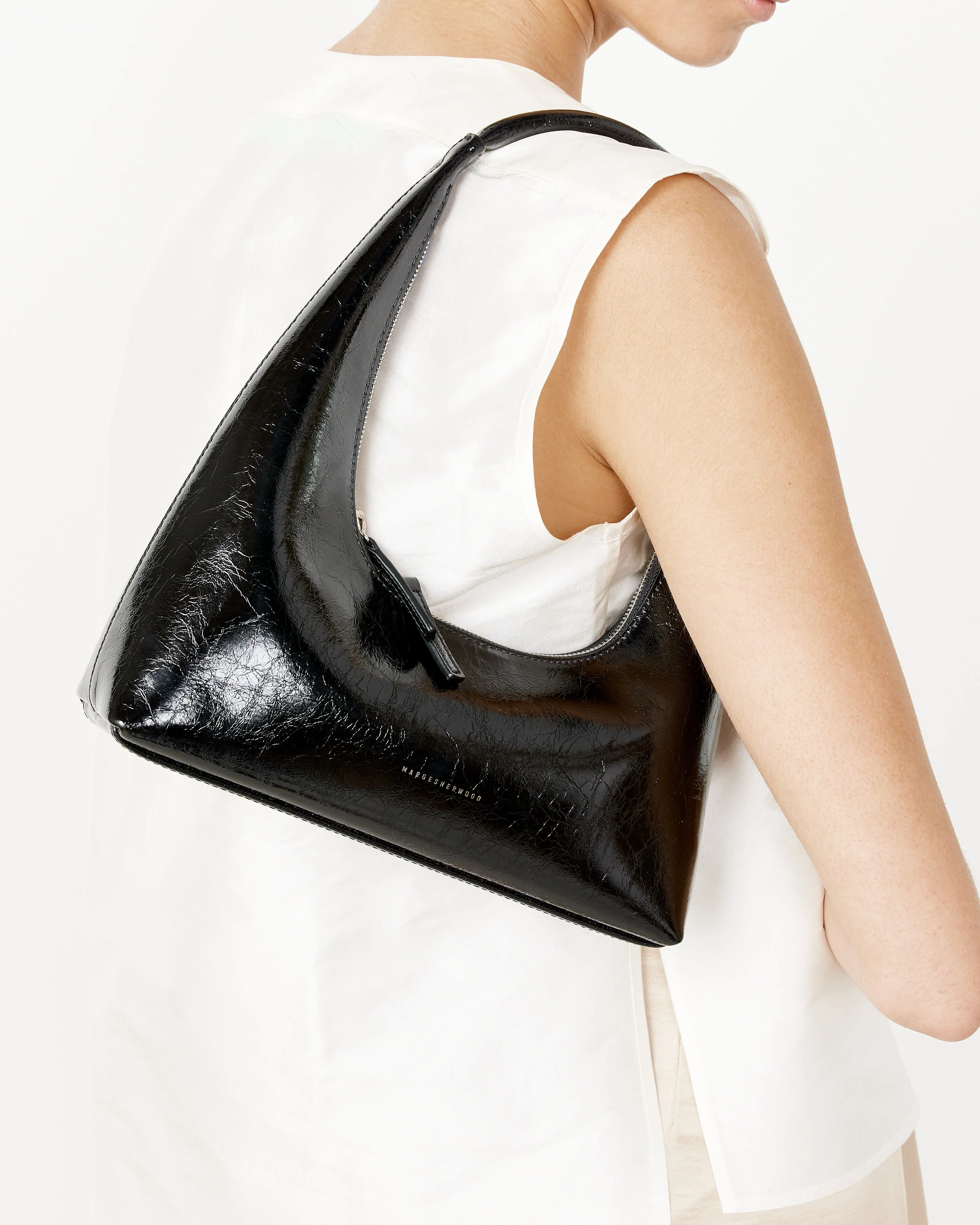 Hobo Shoulder Bag - Black Crinkle - Image 6
