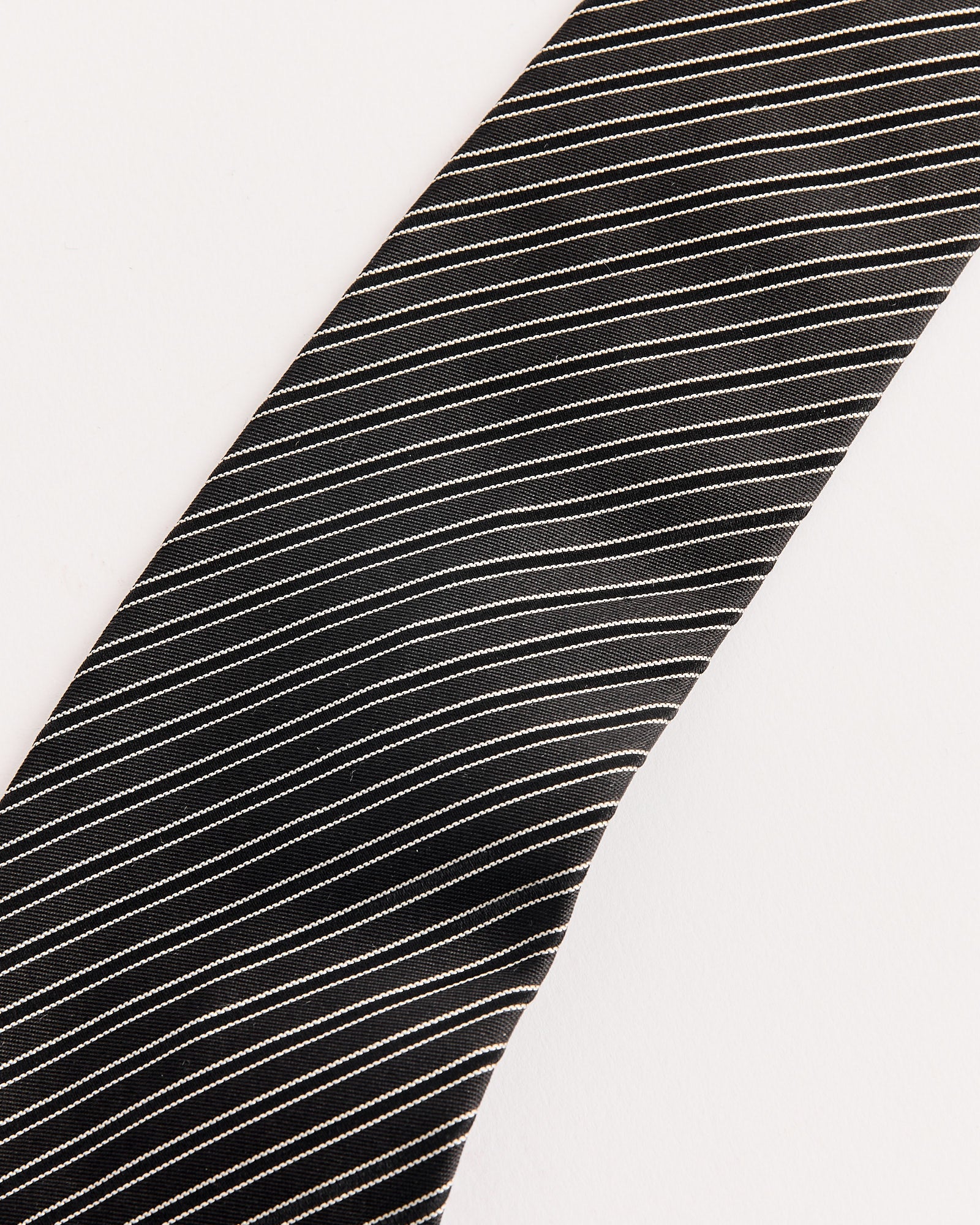 Banquet Tie in Black Fine Stripe - Image 2