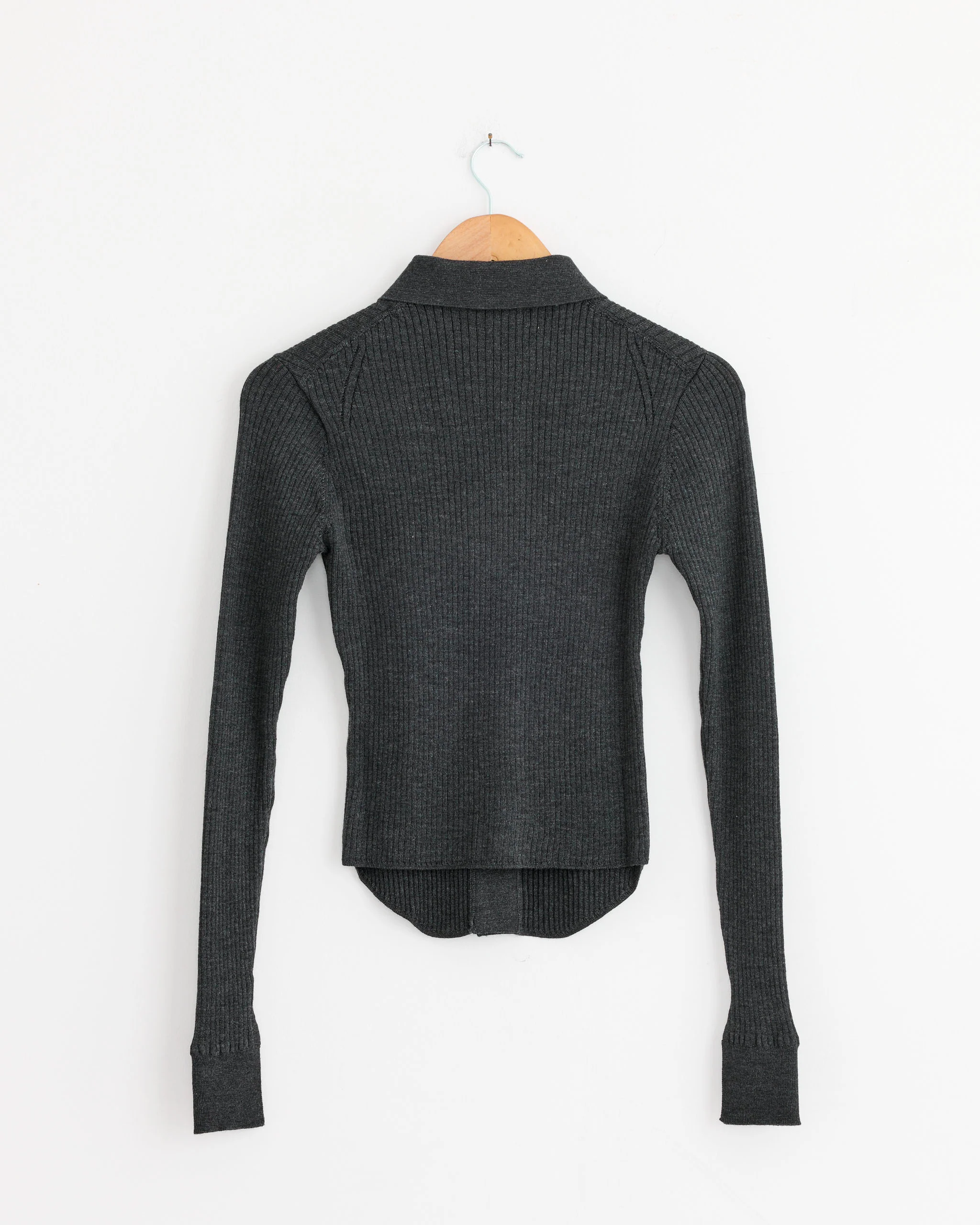 Knitted Rib Shirt in Washed Graphite - Image 3