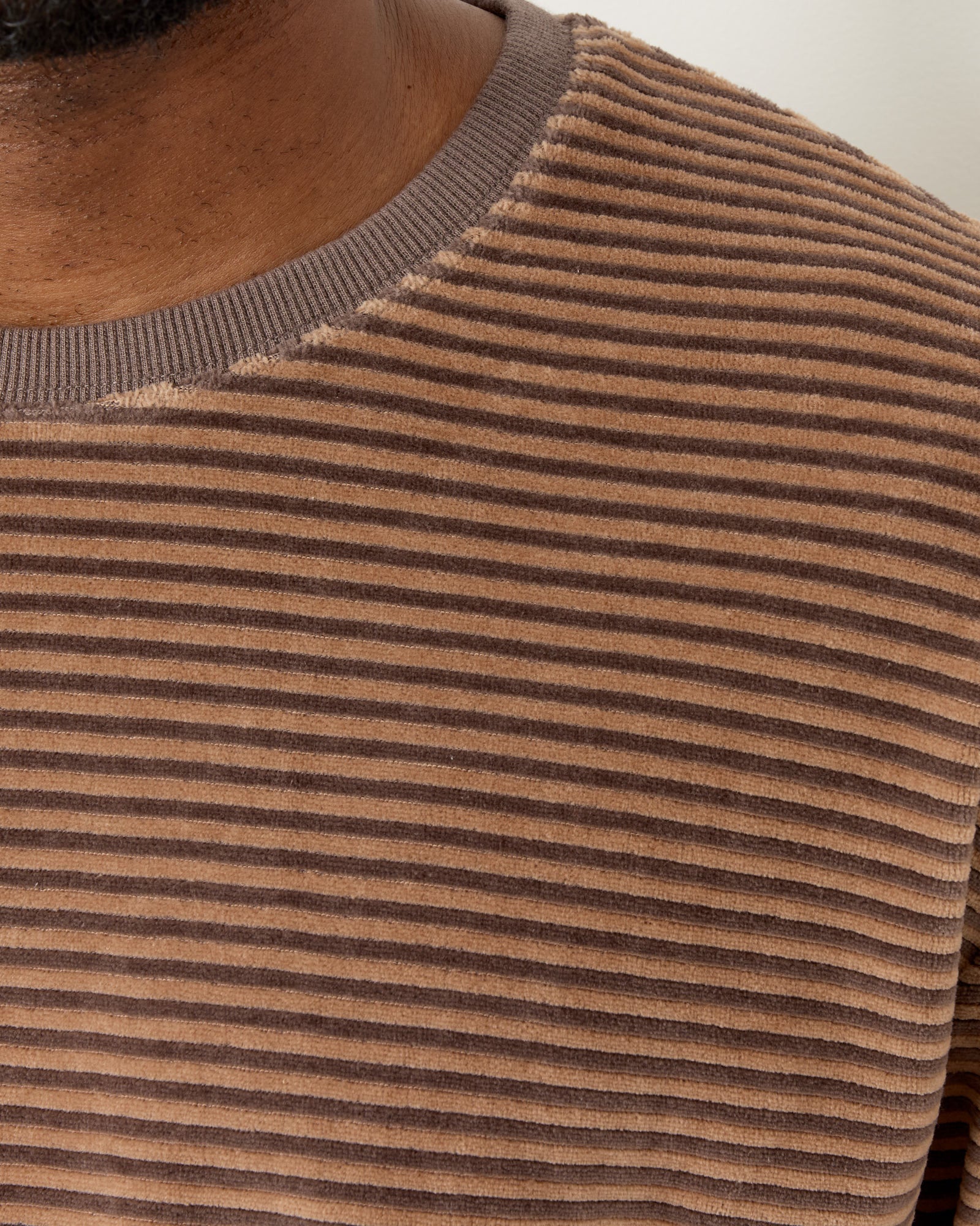 Striped Velvet Sweater in Caramel - Image 5