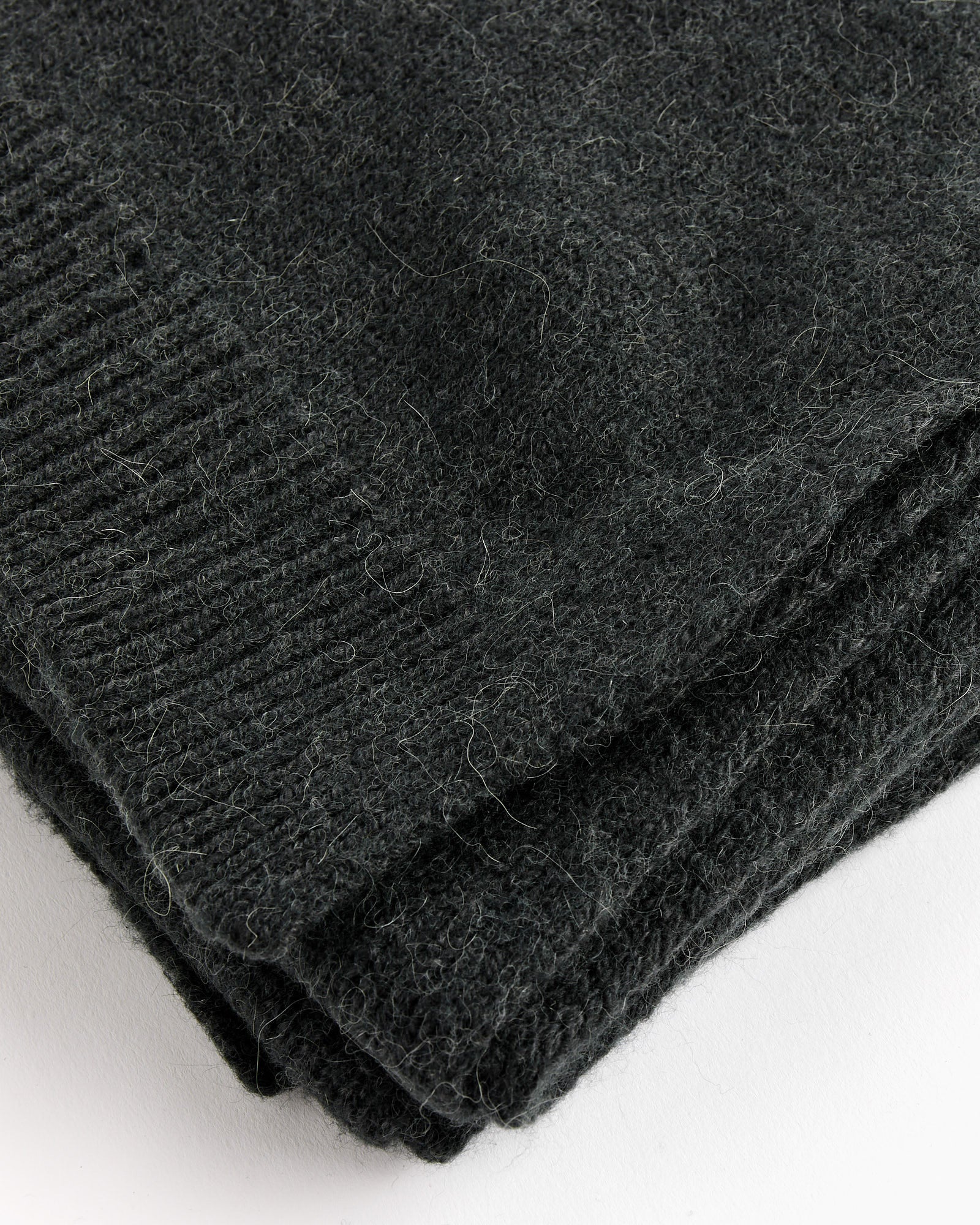Alpaca Blend Knit Scarf in Charcoal - Image 2