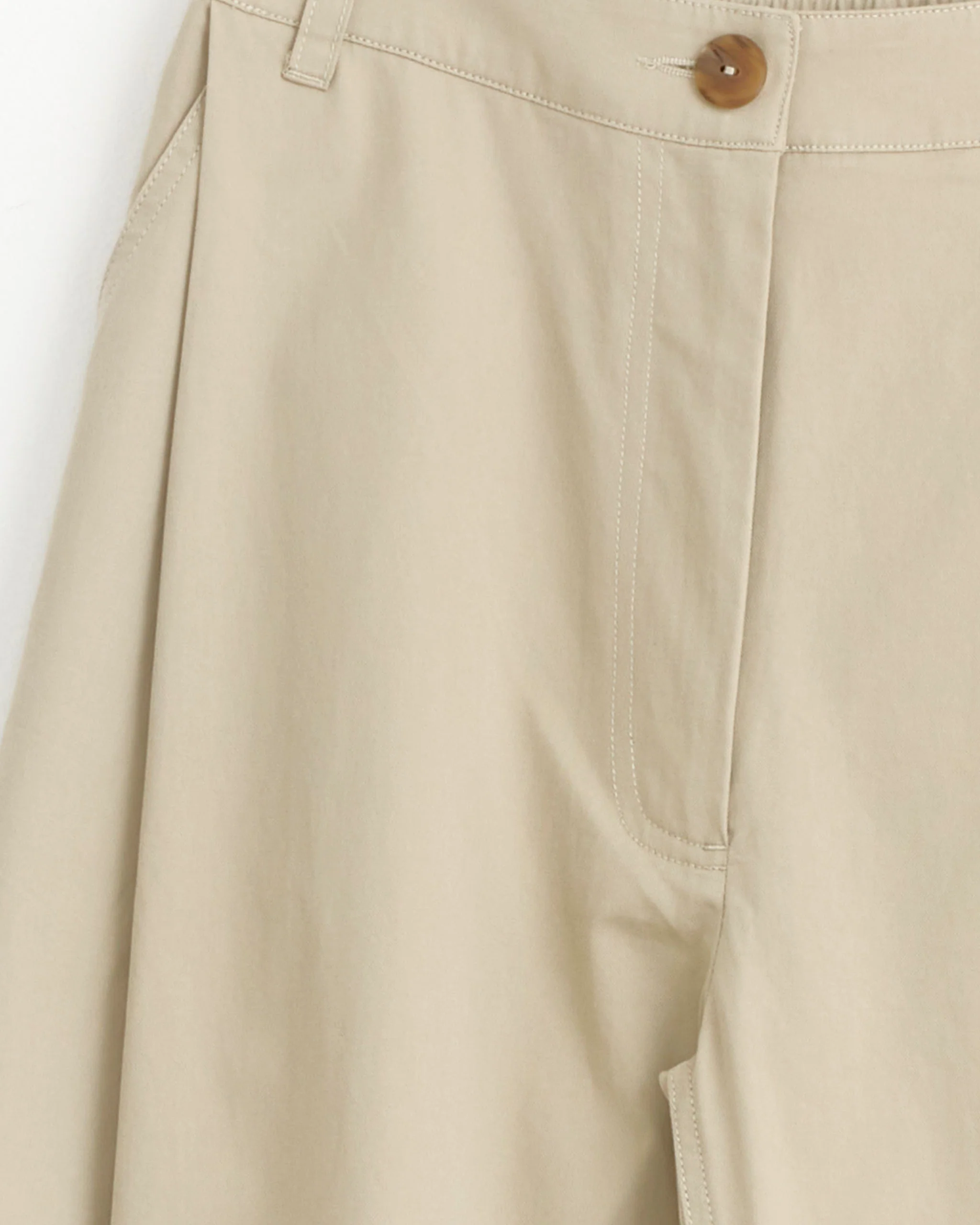 Cotton Barrel Leg Pant in Beige - Image 3