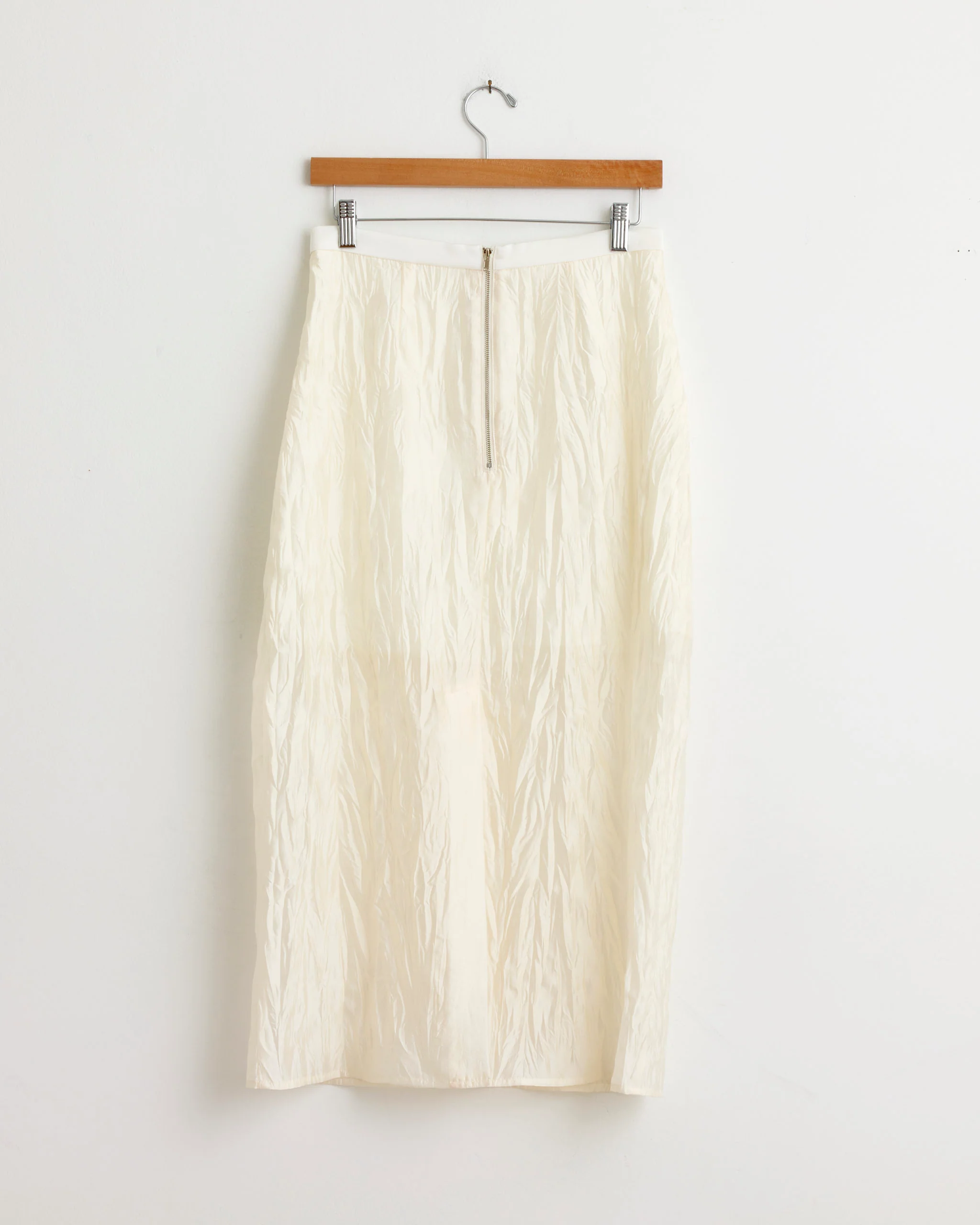 Crinkled Midi Skirt in Ivory - Image 2