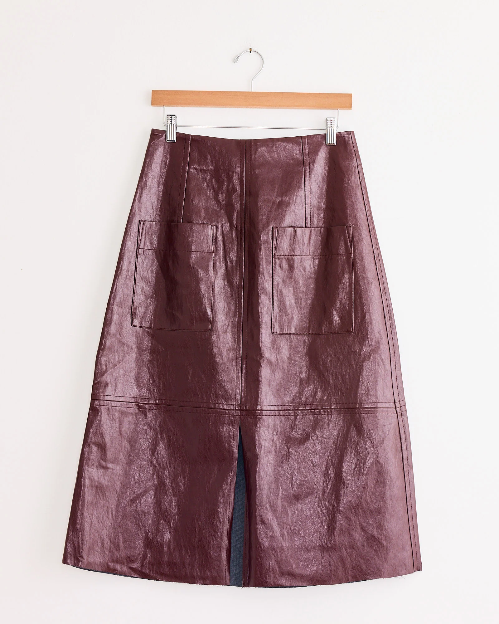 Faux Leather Skirt in Burgundy